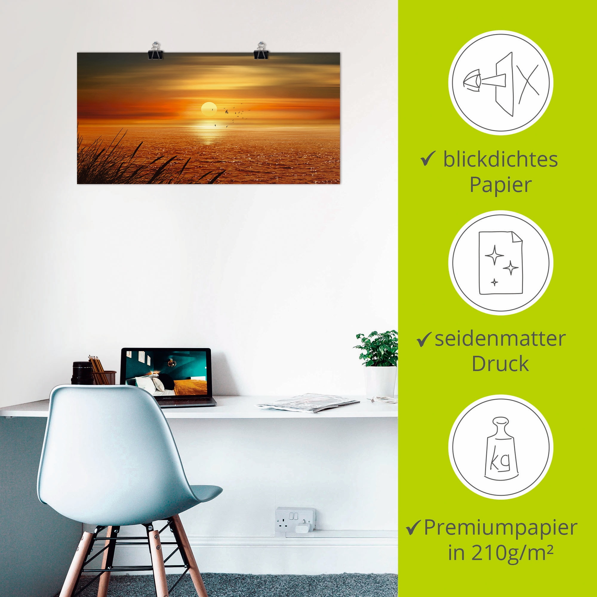 Artland Wandbild »Sonnenuntergang über dem Meer« Sonnenaufgang & -untergang 1 Stk. tlg. als Leinwandbild, Poster in verschied. Größen