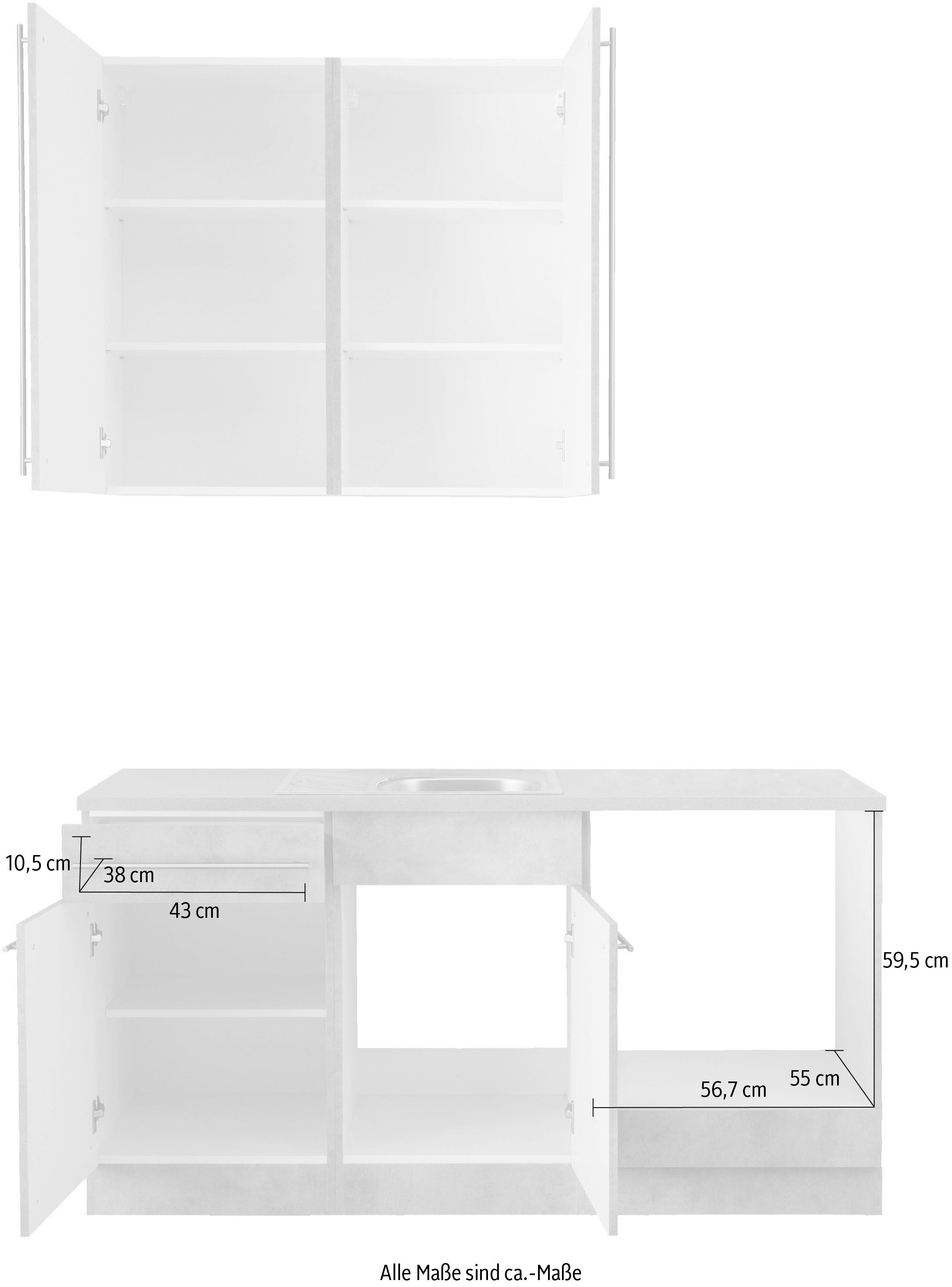 wiho Küchen Küchenzeile »Chicago«, wahlweise mit E-Geräten, Breite 160 cm
