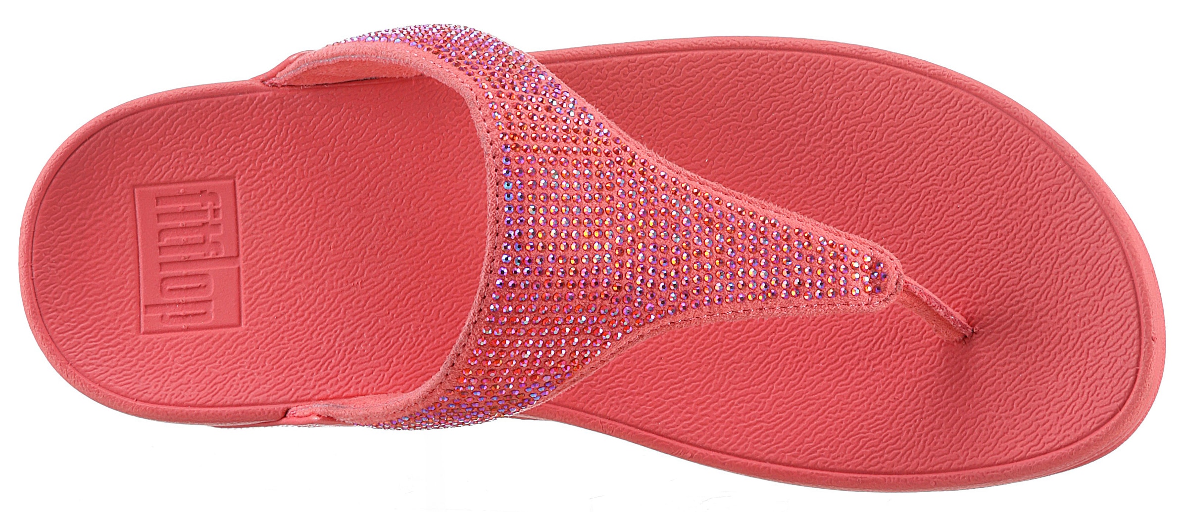 Fitflop Dianette »LULU CRYSTAL EMBELLISHED TOE-POST SANDALS - HOTFIX«, Keilabsatz, Sommerschuh, Zehentrenner mit weichem Zehensteg