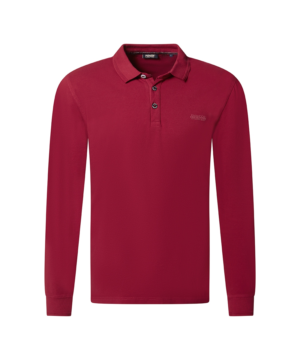 Pioneer Authentic Jeans Langarm-Poloshirt, mit Kragen und Knopfleiste