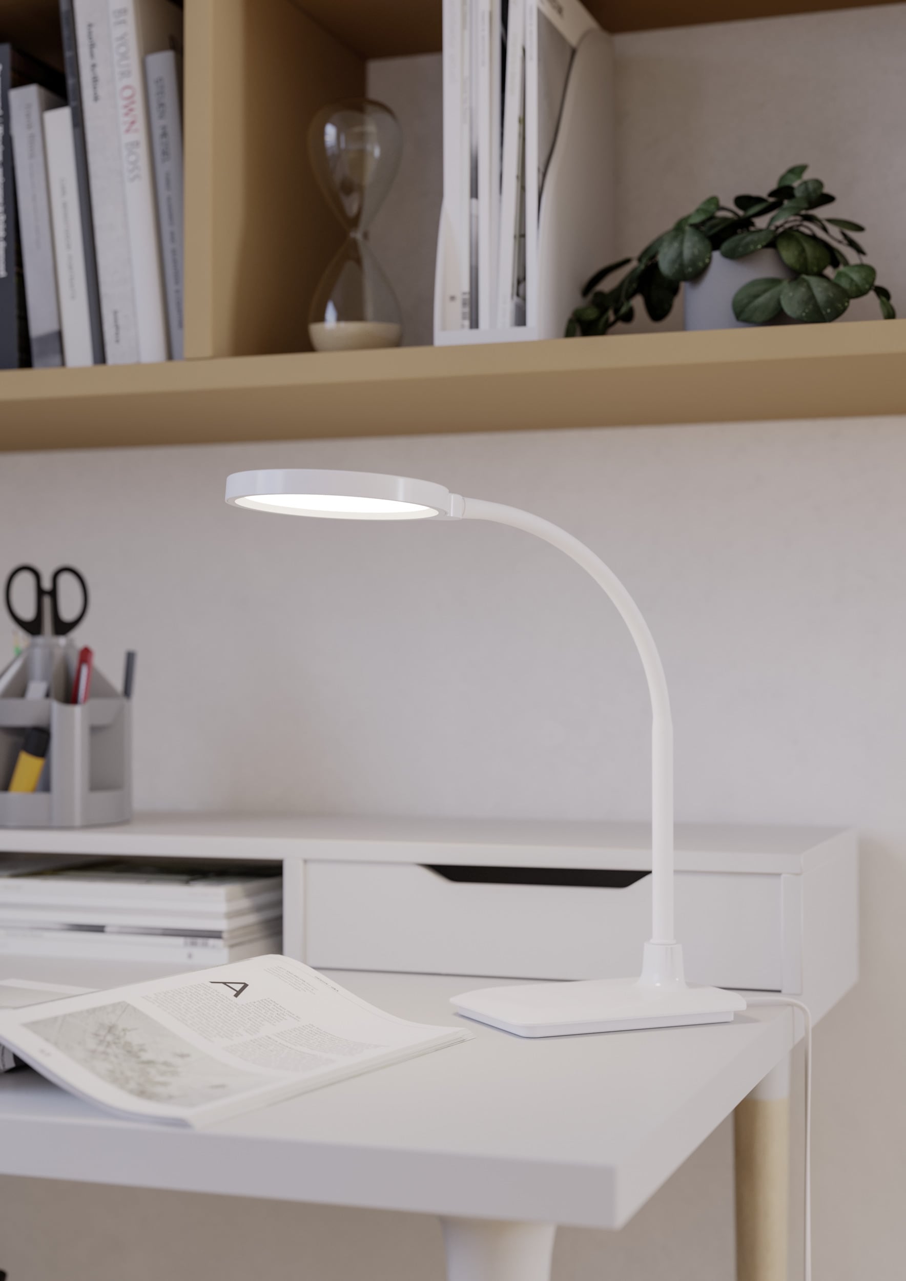 EGLO Tischleuchte »LAURO Tischlampe - Kunststoff - LED - 1X5,5W - IP20« LED-Modul 1 Stk. Kaltweiß | Neutralweiß | Warmweiß Nachttischlampe, Schreibtischleuchte, Leselampe, L33,5 x B14 x H36 cm