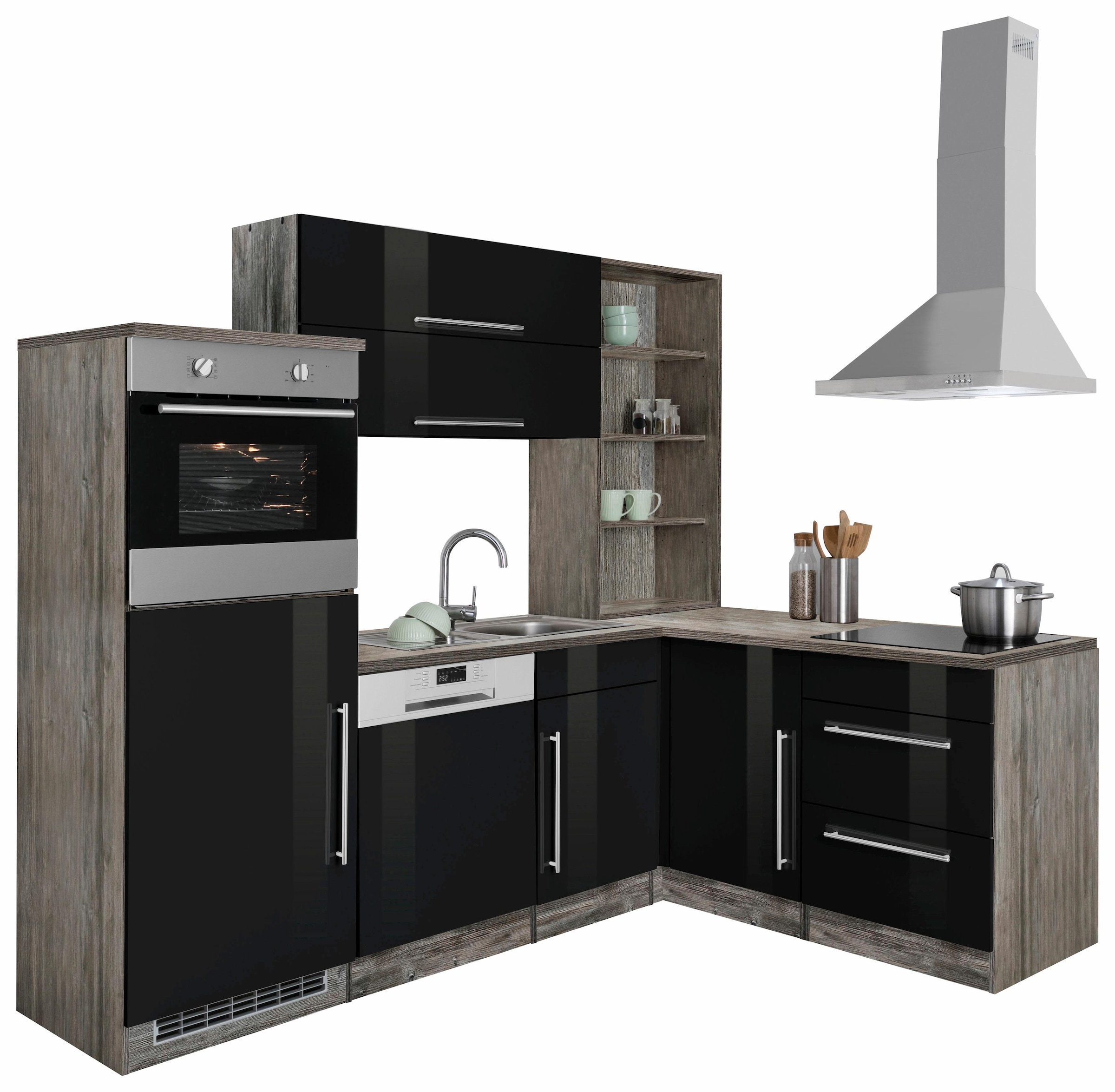 HELD MÖBEL Winkelküche »Samos«, mit E-Geräten, Stellbreite 230 x 170 cm