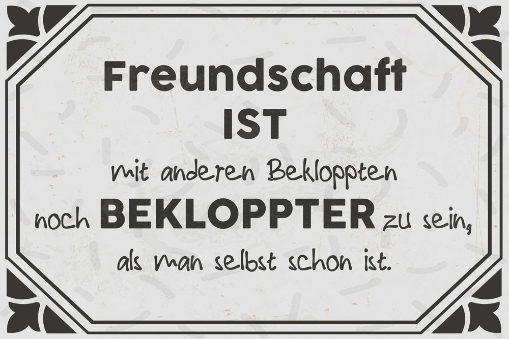 queence Metallbild "Bekloppte Freunde" Schriftzug  Sprüche  Sprüche & Texte 1 Stk. tlg. Stahlschild, Blechschild, Sprüche, Texte, Freundschaft