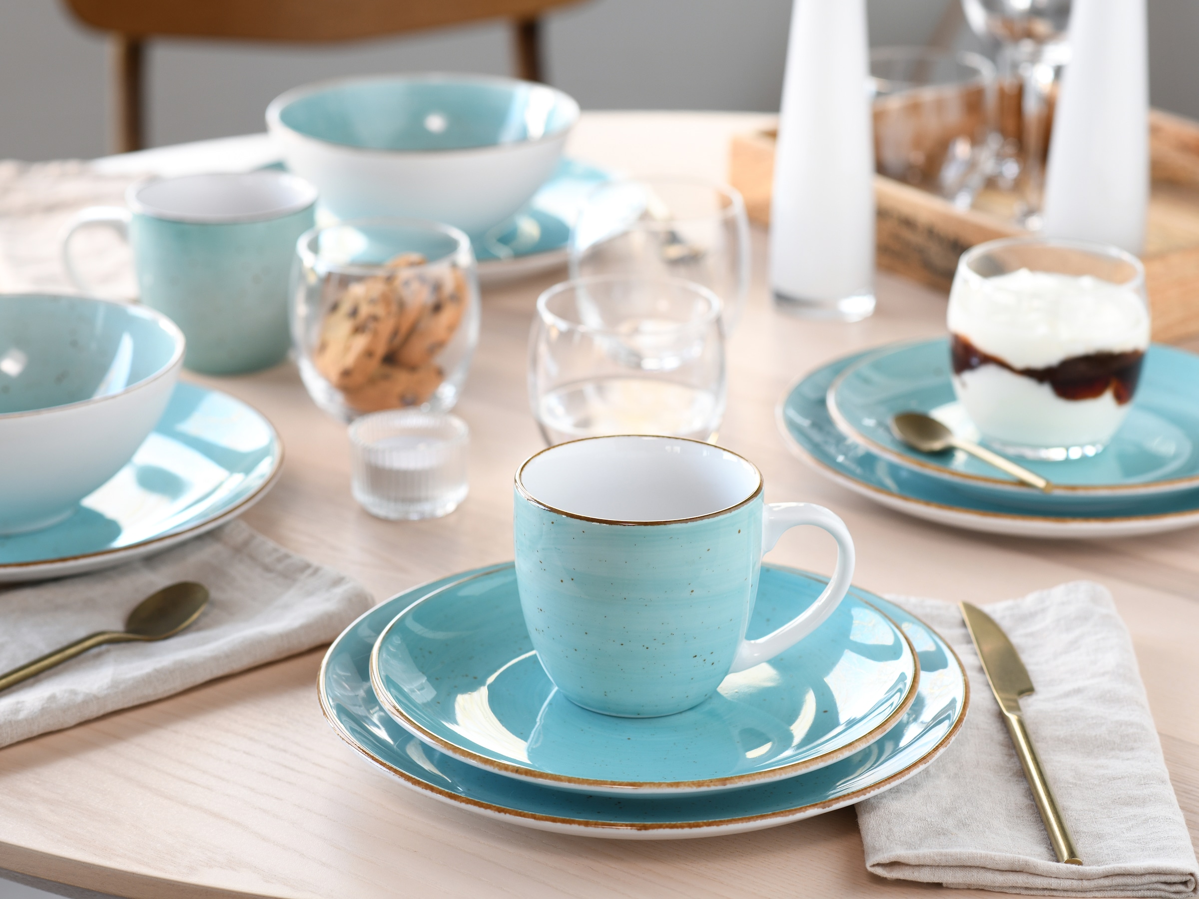 CreaTable Kombiservice »Vintage Nature, Service 16-tlg.« Naturverbundenes Design, Handgemalt