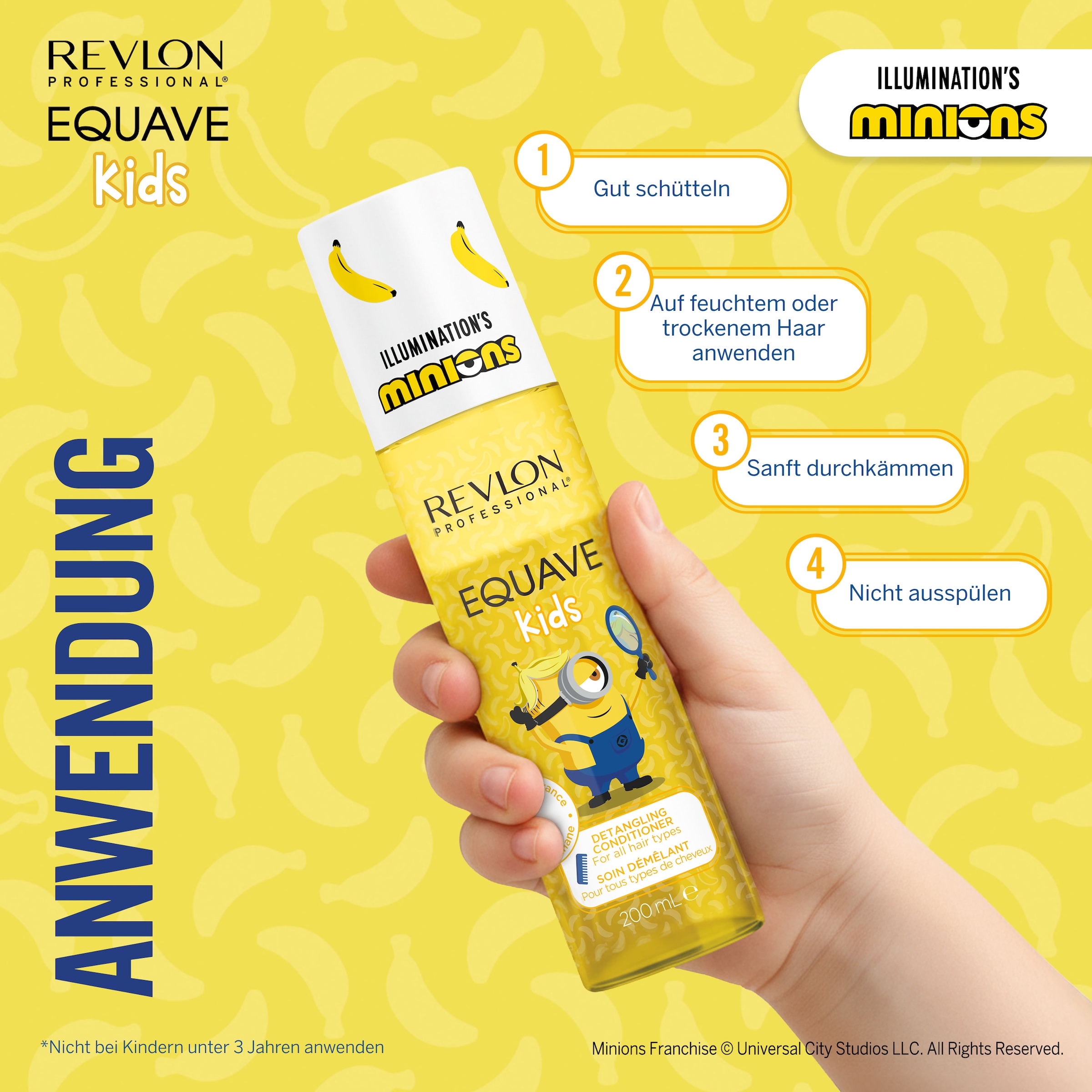 REVLON PROFESSIONAL Leave-in Pflege »Equave Kids MINIONS Leave-In Hydro Conditioner 200ml« Vegan & Dermatologisch getestet, Special Edition
