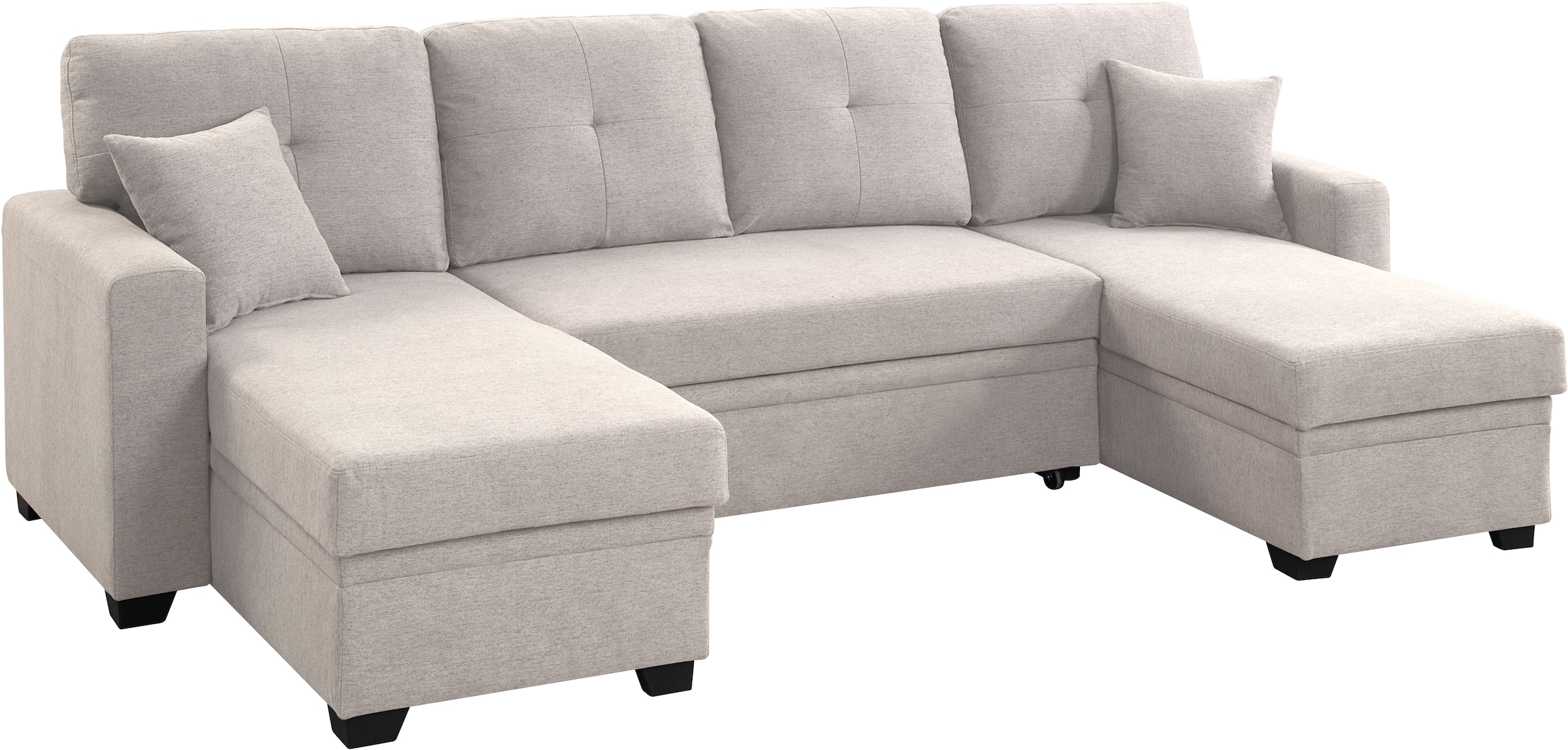 ATLANTIC home collection Wohnlandschaft »Gerrit U-Form«, Wohnlandschaft, Recamieren mit Bettkasten, Bettfunktion