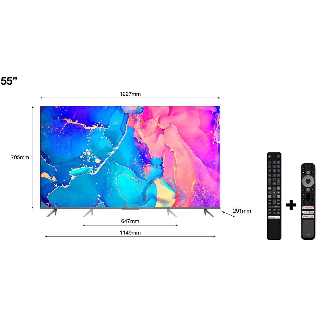 TCL QLED-Fernseher »55C631X1«, 139 cm/55 Zoll, 4K Ultra HD, Smart-TV-Google TV