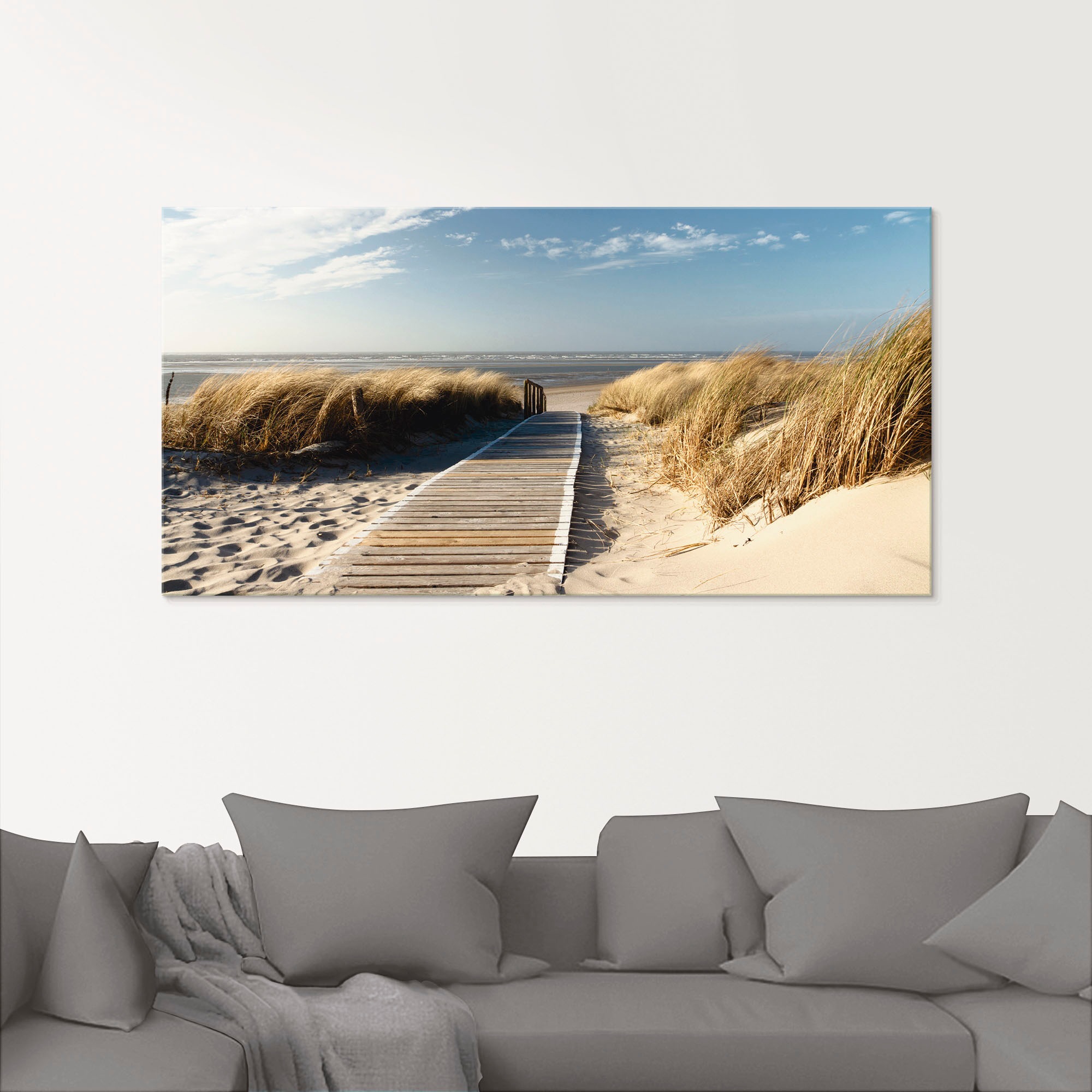 Artland Glasbild "Nordseestrand auf Langeoog - Steg" Strand 1 Stk. tlg. in verschiedenen Größen