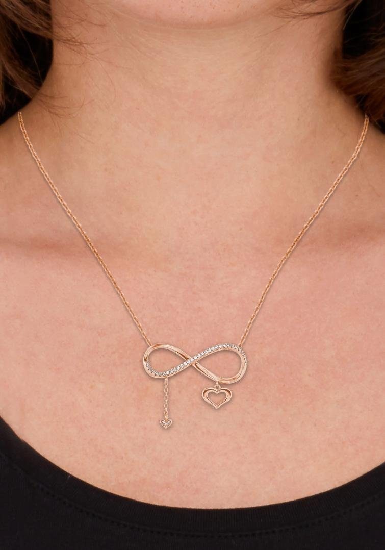 Amor Kette mit Anhänger »Infinity Unendlichkeitsschleife mit Herzen, 2022088«, mit Zirkonia (synth.)