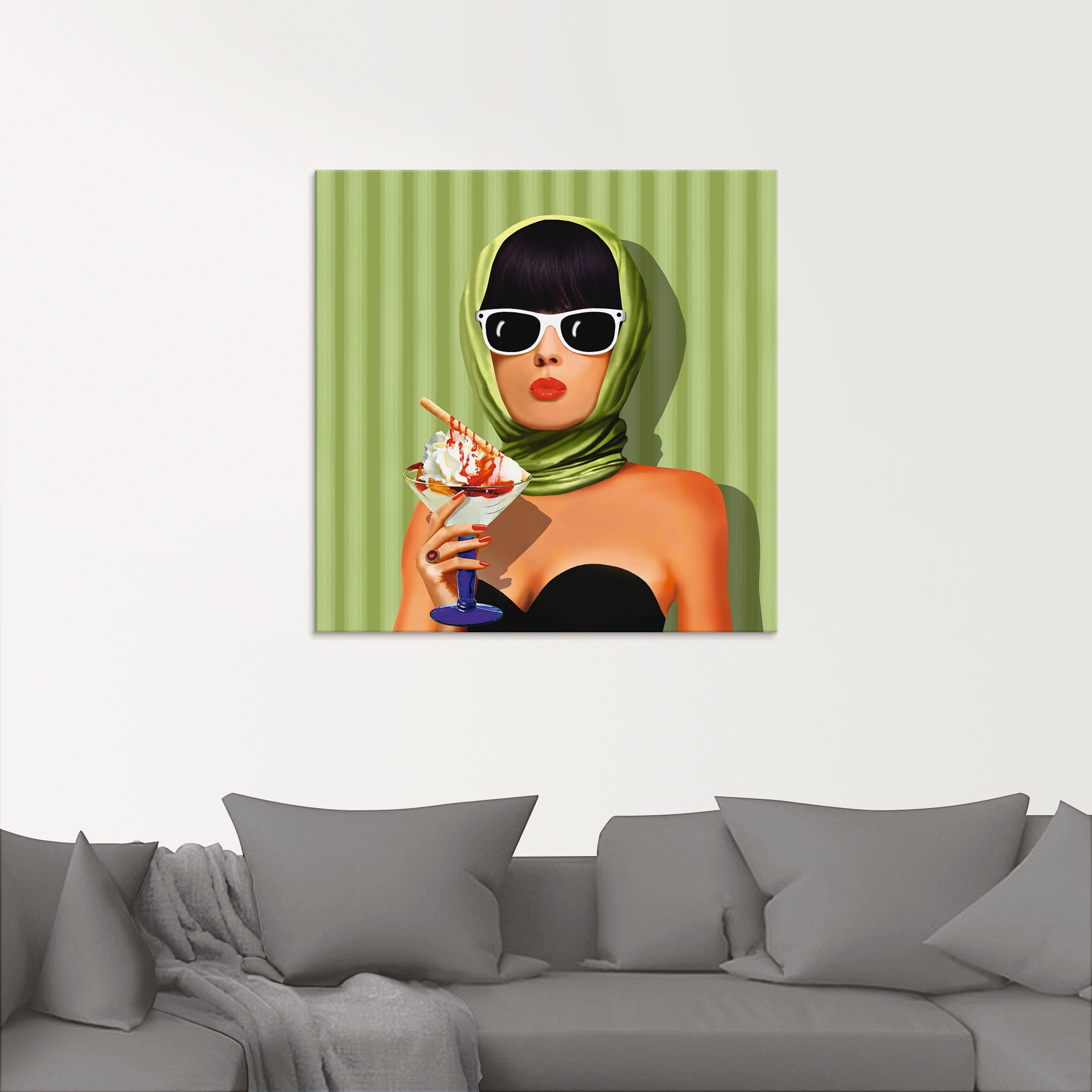 Artland Glasbild »Sommerliebe, Sommer, Sonne und Eiscreme«, Frau, (1 St.), in verschiedenen Größen