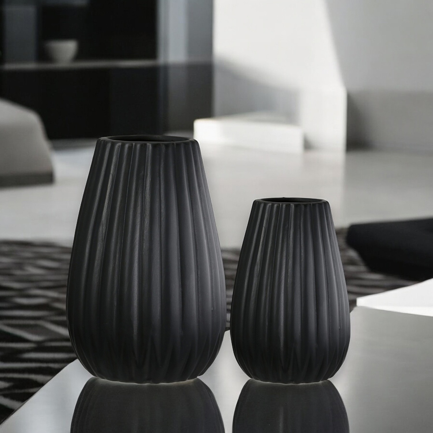 Casablanca by Gilde Tischvase »2tlg. Set Vase Piega schwarz H.17 cm«, (1 St.)