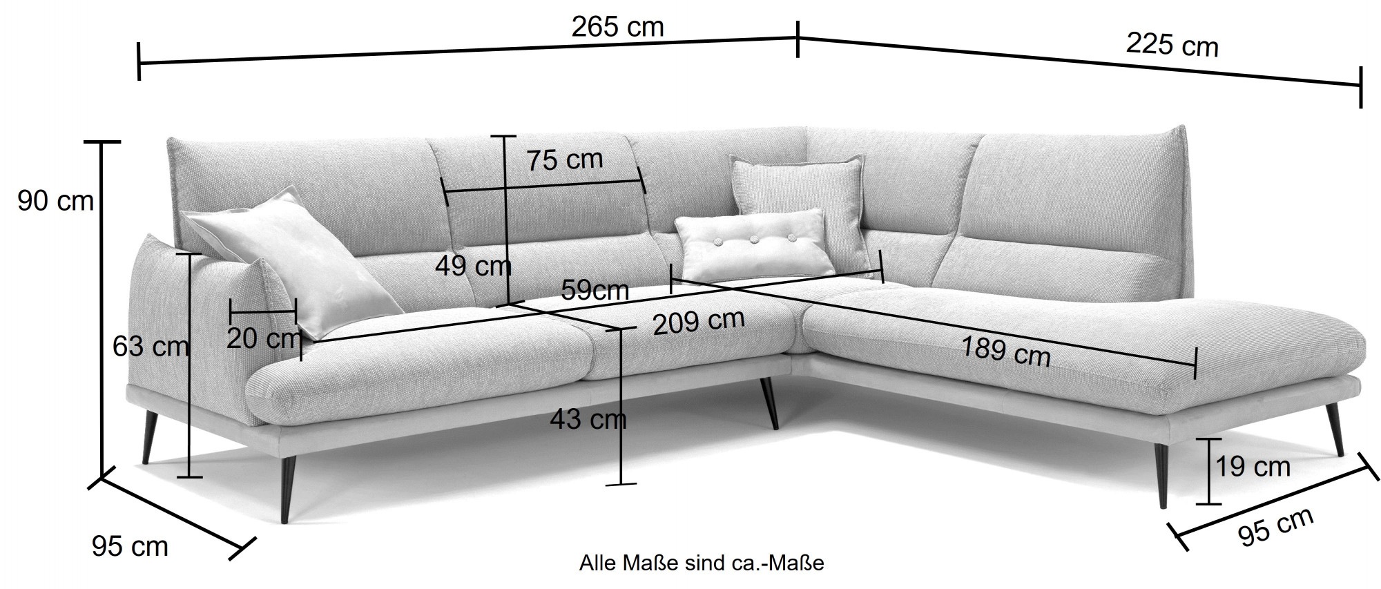 Egoitaliano Ecksofa »FUNNY, hochwertiges und aktuelles Design, bequeme Rückenlehne«, toller Sitzkomfort, L-Form
