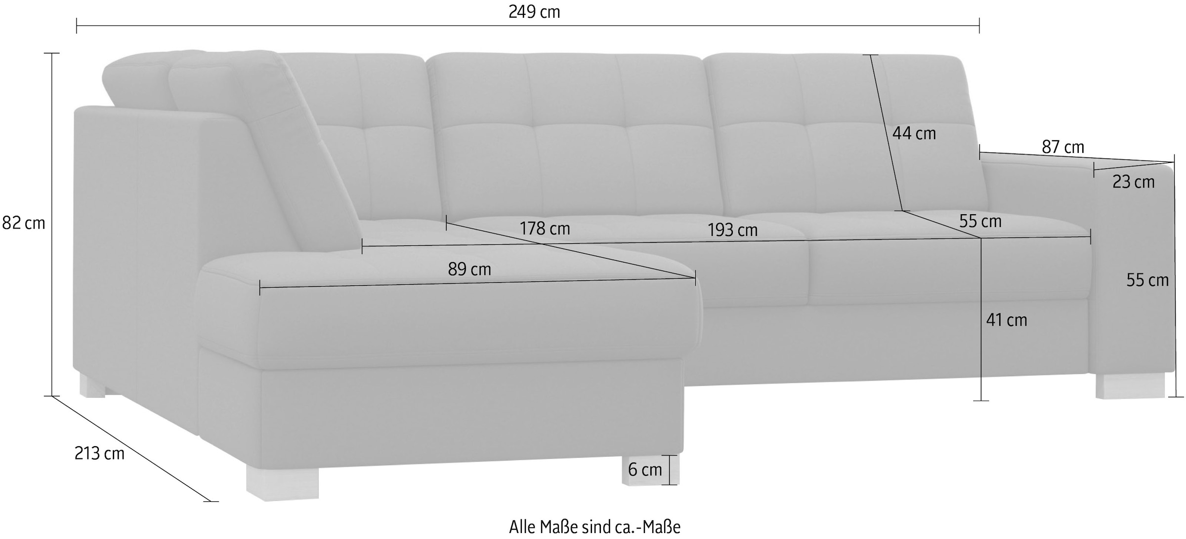 sit&more Ecksofa »Quincy L-Form« wahlweise mit Bettfunktion und Bettkasten