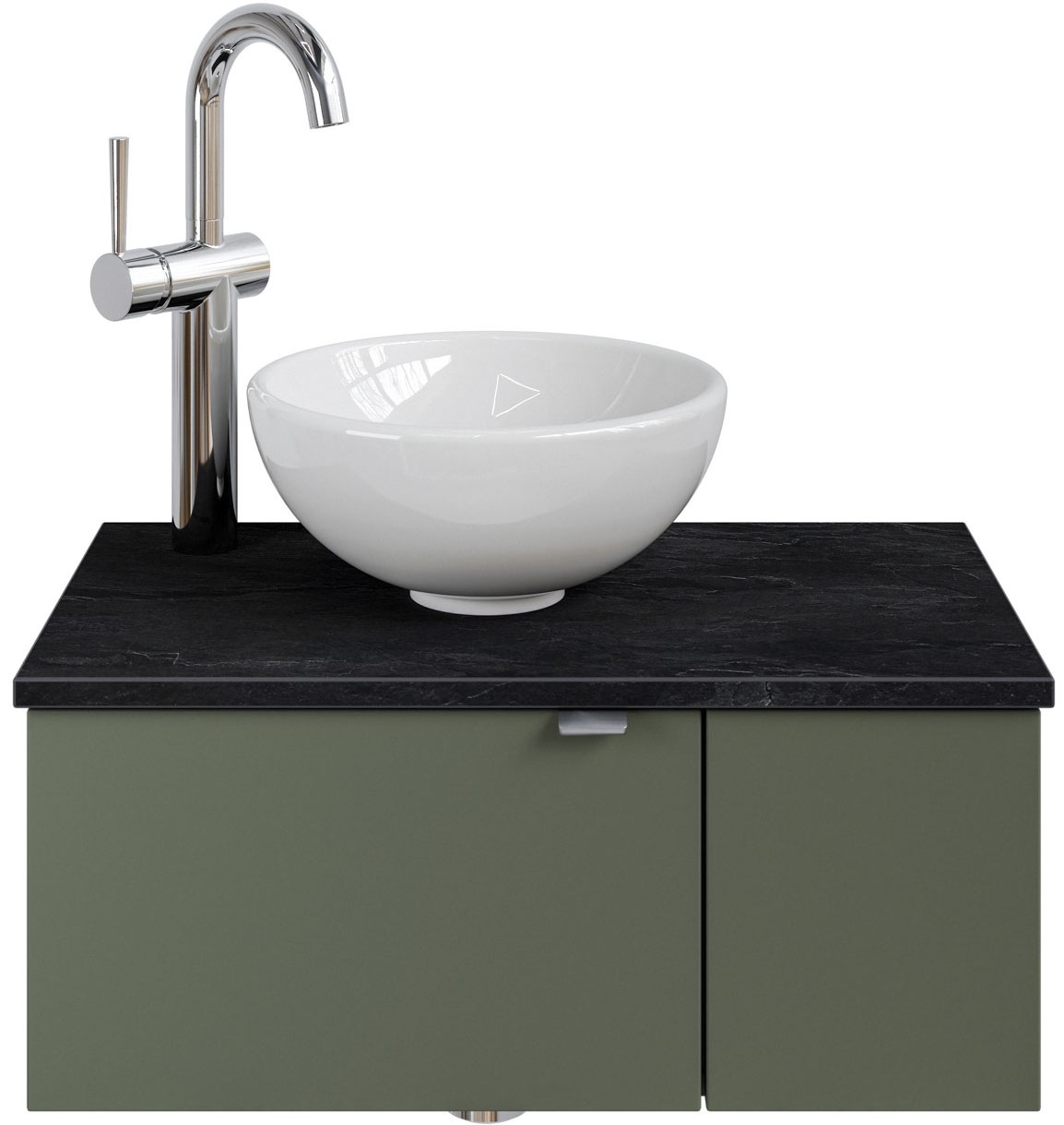 Saphir Waschtisch »Serie 6915 Waschschale mit Unterschrank für Gästebad, Gäste WC«, 61 cm mit Keramik-Aufsatzbecken, 2 Türen und 1 Fach