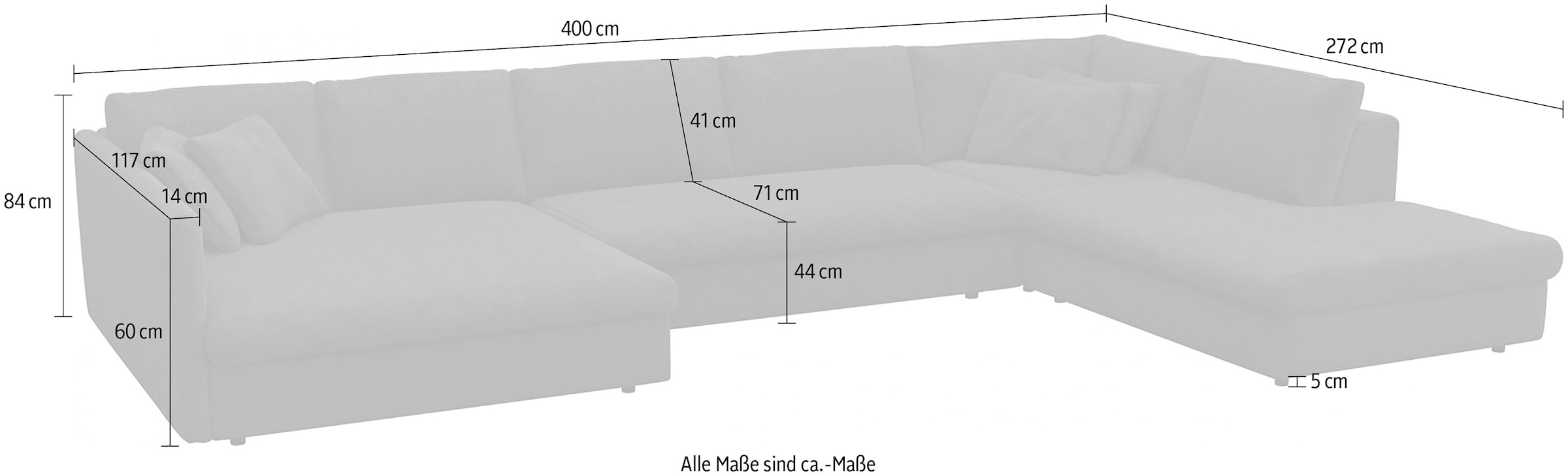 FLEXLUX Wohnlandschaft »Lovane, U-Form, bequem und komfortabel«, Weich & anschmiegsam, große Sitztiefe auf Kaltschaum, Dekokissen inkl.