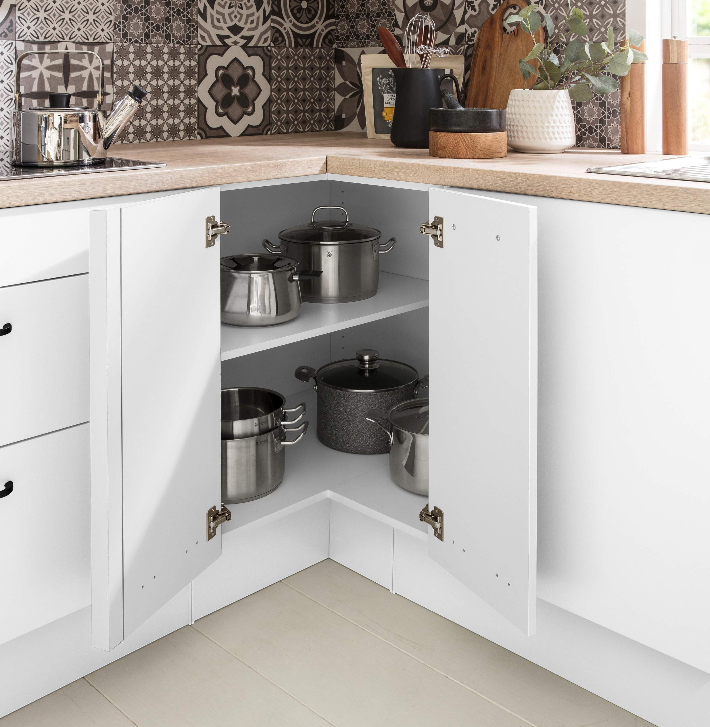 OPTIFIT Eckunterschrank »Elga«, mit Soft-Close-Funktion, höhenverstellbaren Füße, Breite 90x90 cm