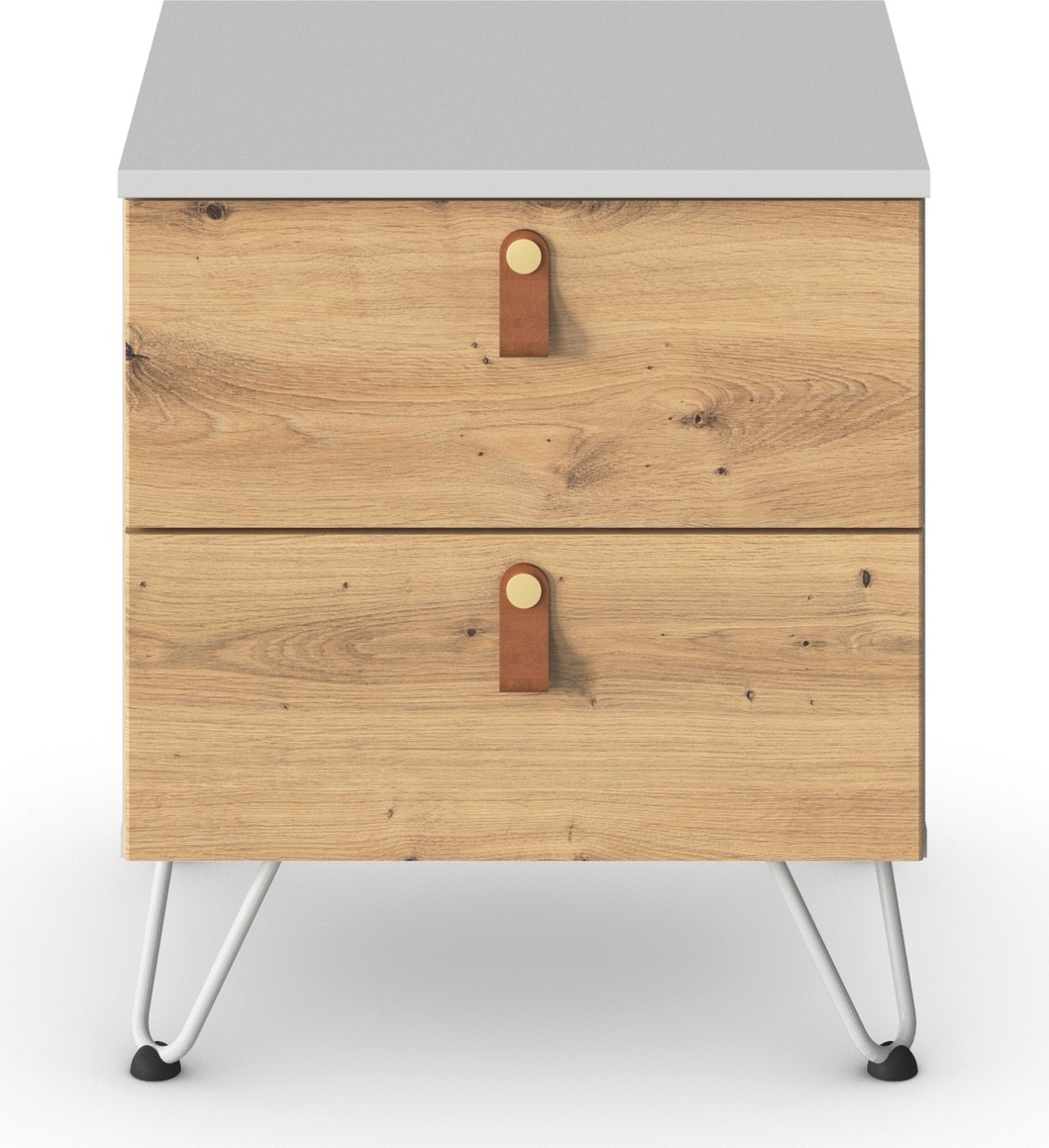 rauch Nachtkommode »Homey by Aditio«, mit Grifflaschen in Leder, 2 Schubladen mit Softclose-Funktion