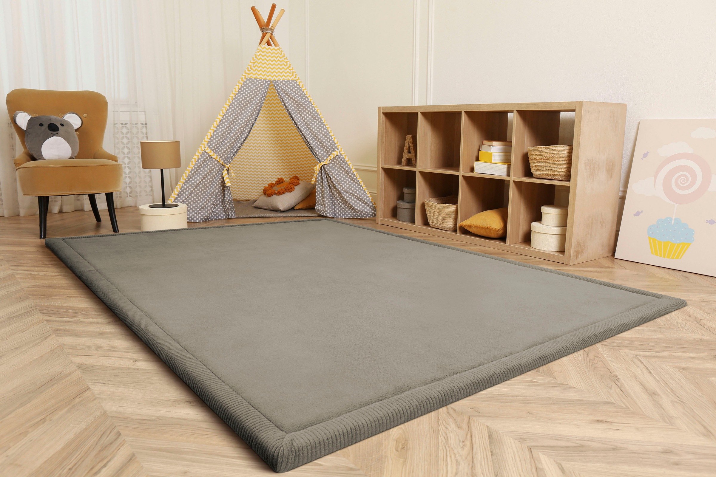Paco Home Teppich »Tatami 475« rechteckig 24 mm Höhe Kurzflor, Uni-Farben, mit Memory Foam, waschbar