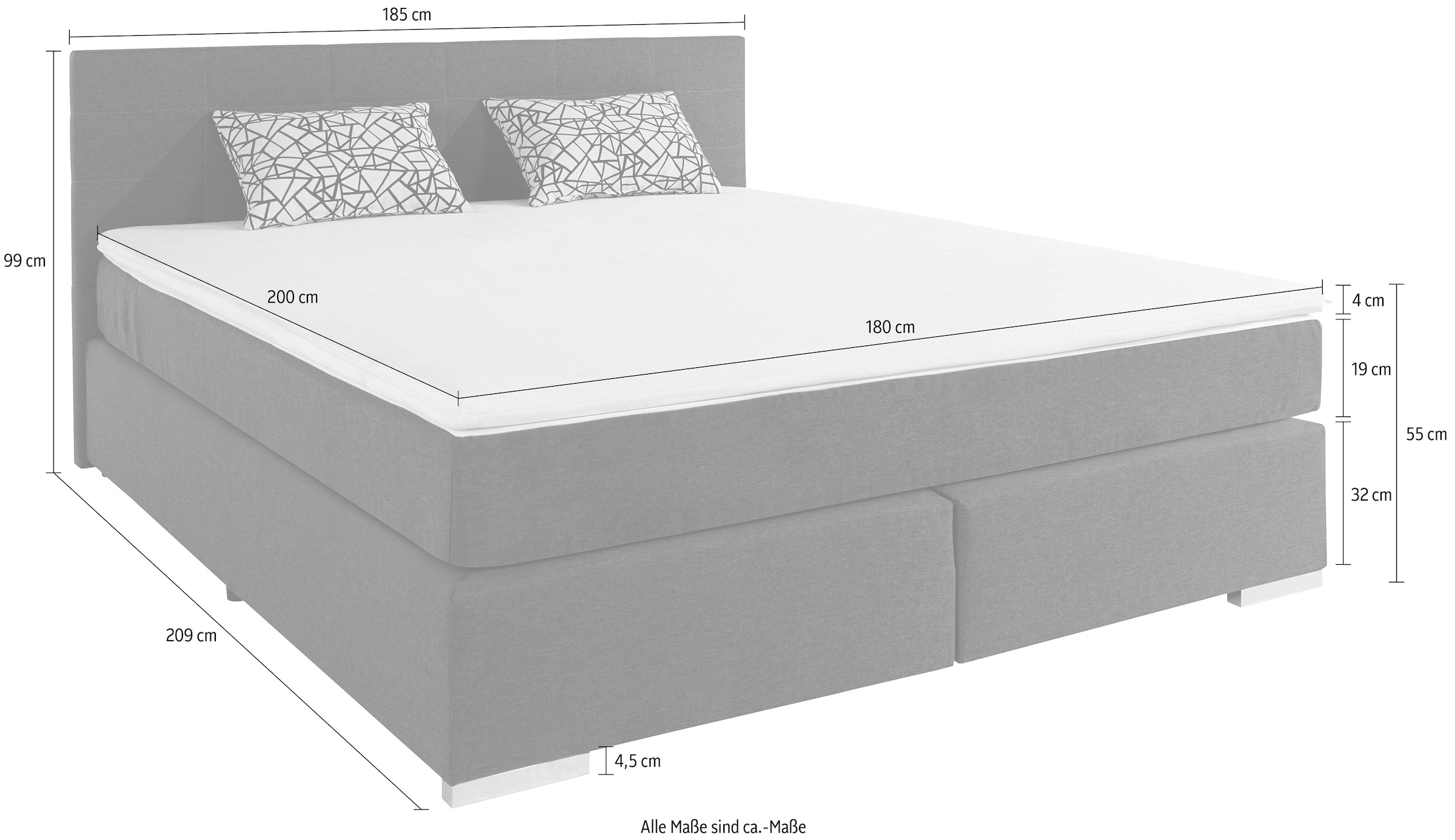 COTTA Boxspringbett Simba, wahlweise mit oder ohne Matratze und Topper