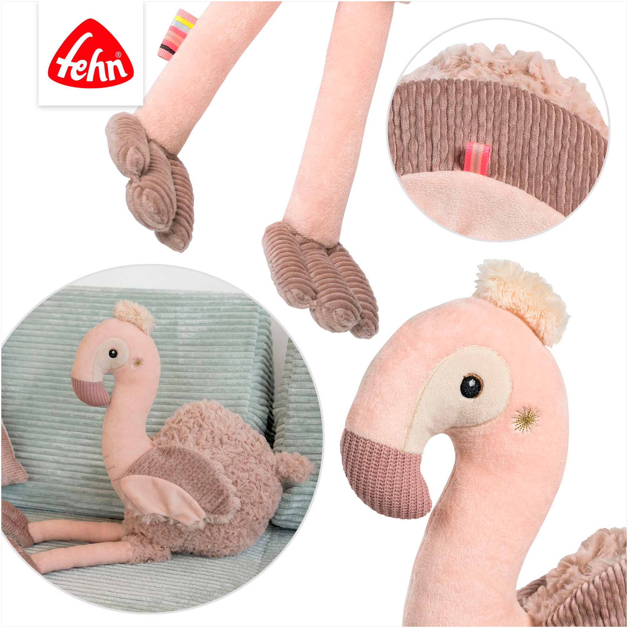 Fehn Kuscheltier »Lazy, Crazy & Pink, Kuscheltier Flamingo XL«