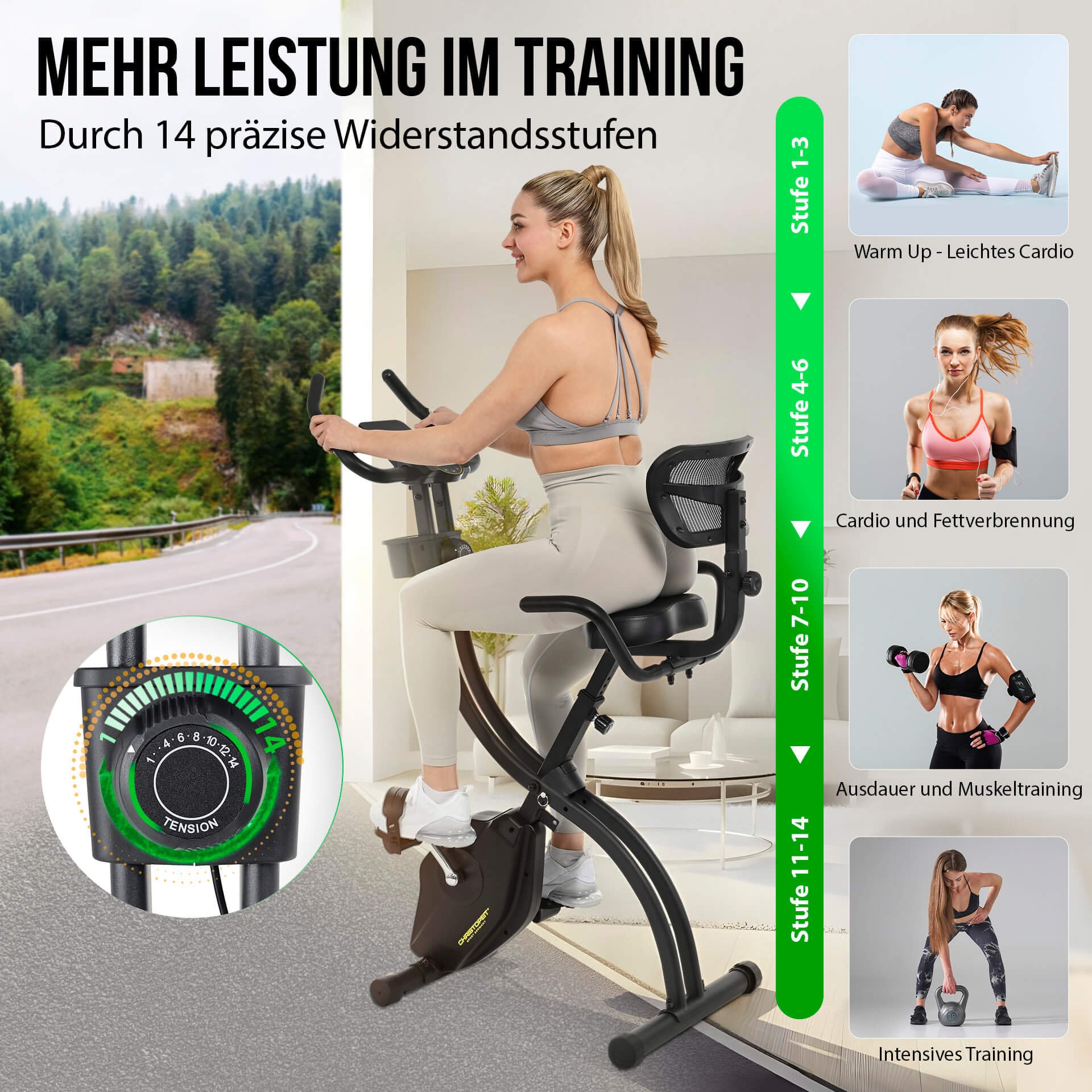Christopeit Sport® Heimtrainer »S-Bike Velo Fit« 120 kg max. Benutzergewicht, Fahrrad, 14 Widerstandsstufen