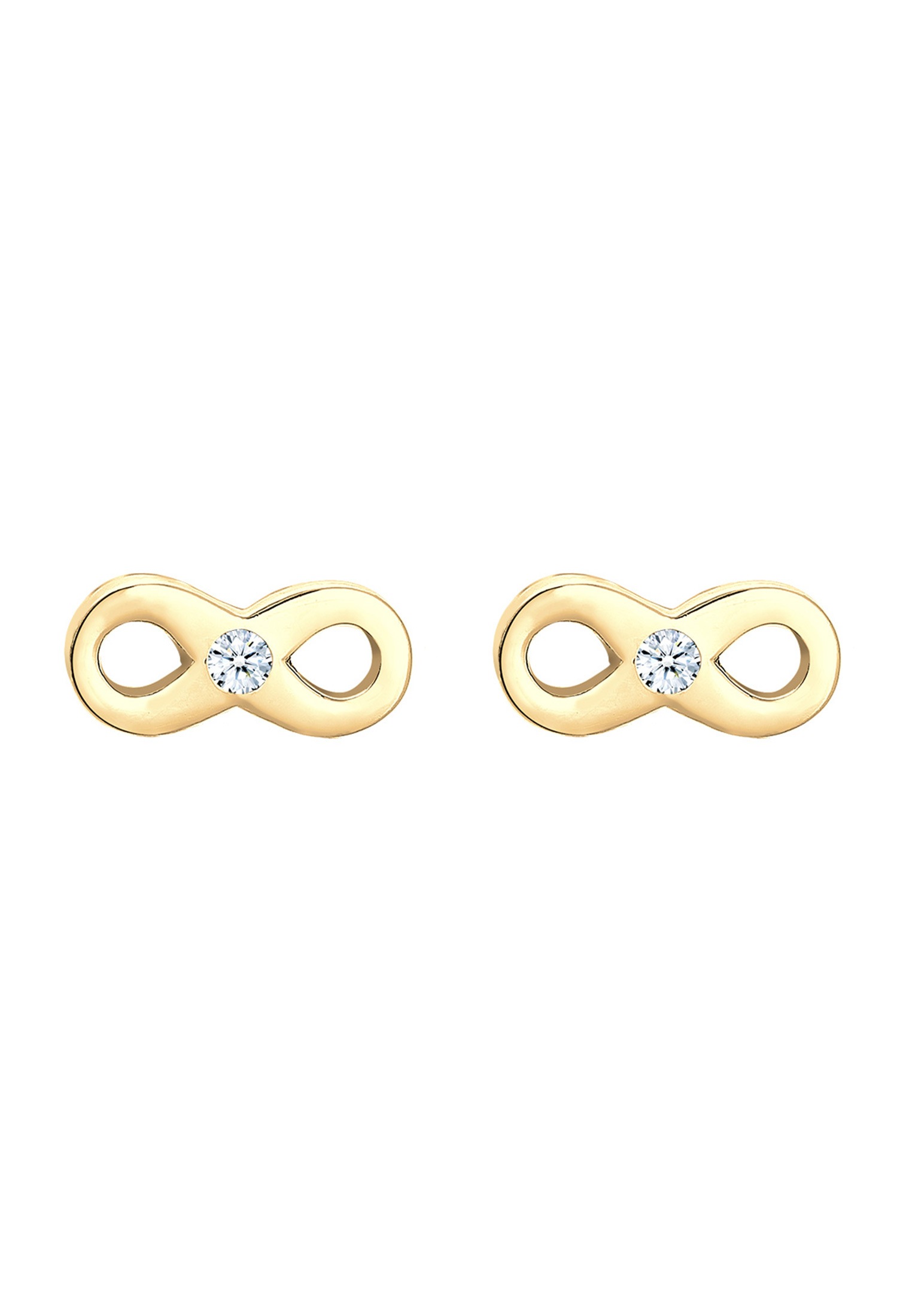 Elli DIAMONDS Paar Ohrstecker »Ohrringe Ohrstecker Infinity Diamant Weiß Brillantschliff (0.03 ct) 585 Gelbgold«