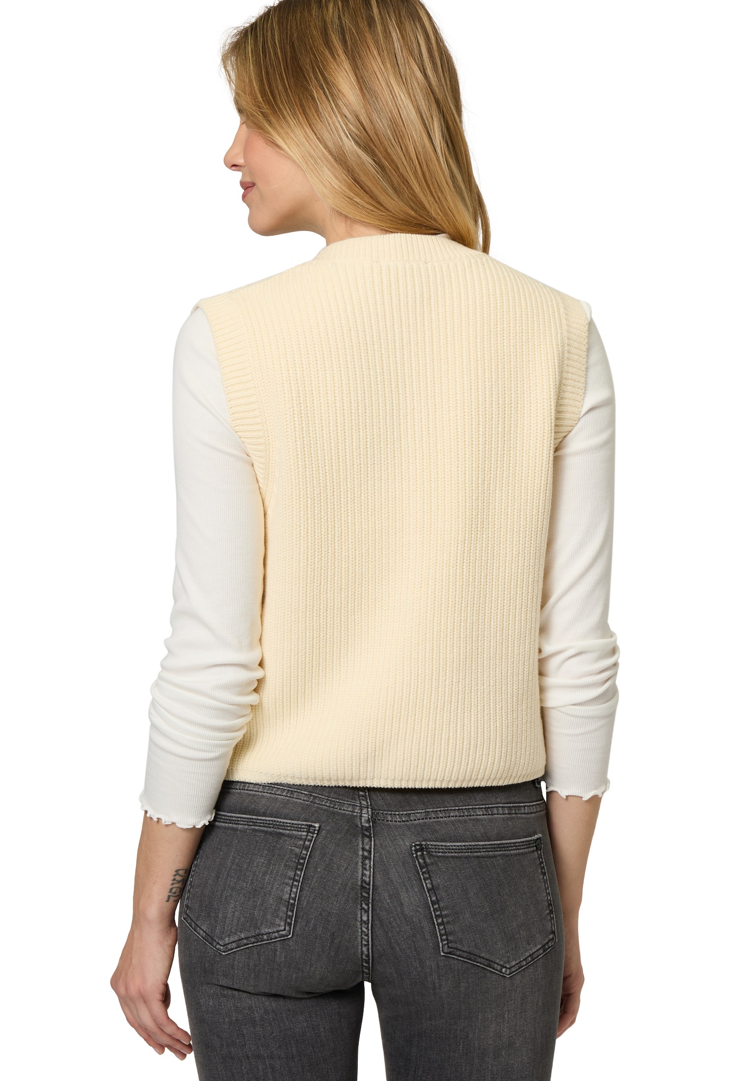 Zero Kurzarmpullover »Strickweste mit Knopfleiste«