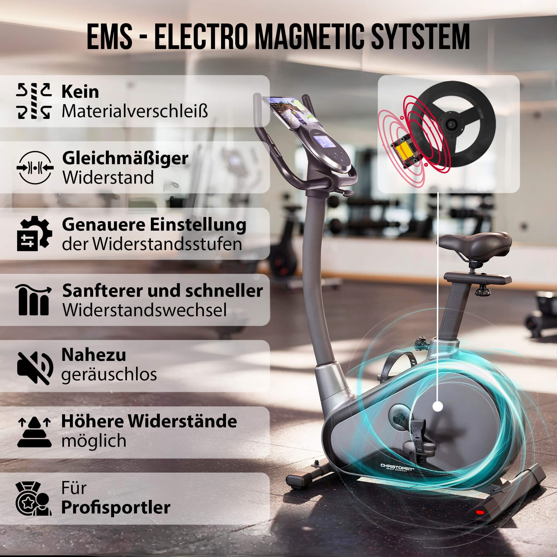 Christopeit Sport® Ergometer »EM 8000« 150 kg max. Benutzergewicht, Fahrrad, 32 Widerstandsstufen