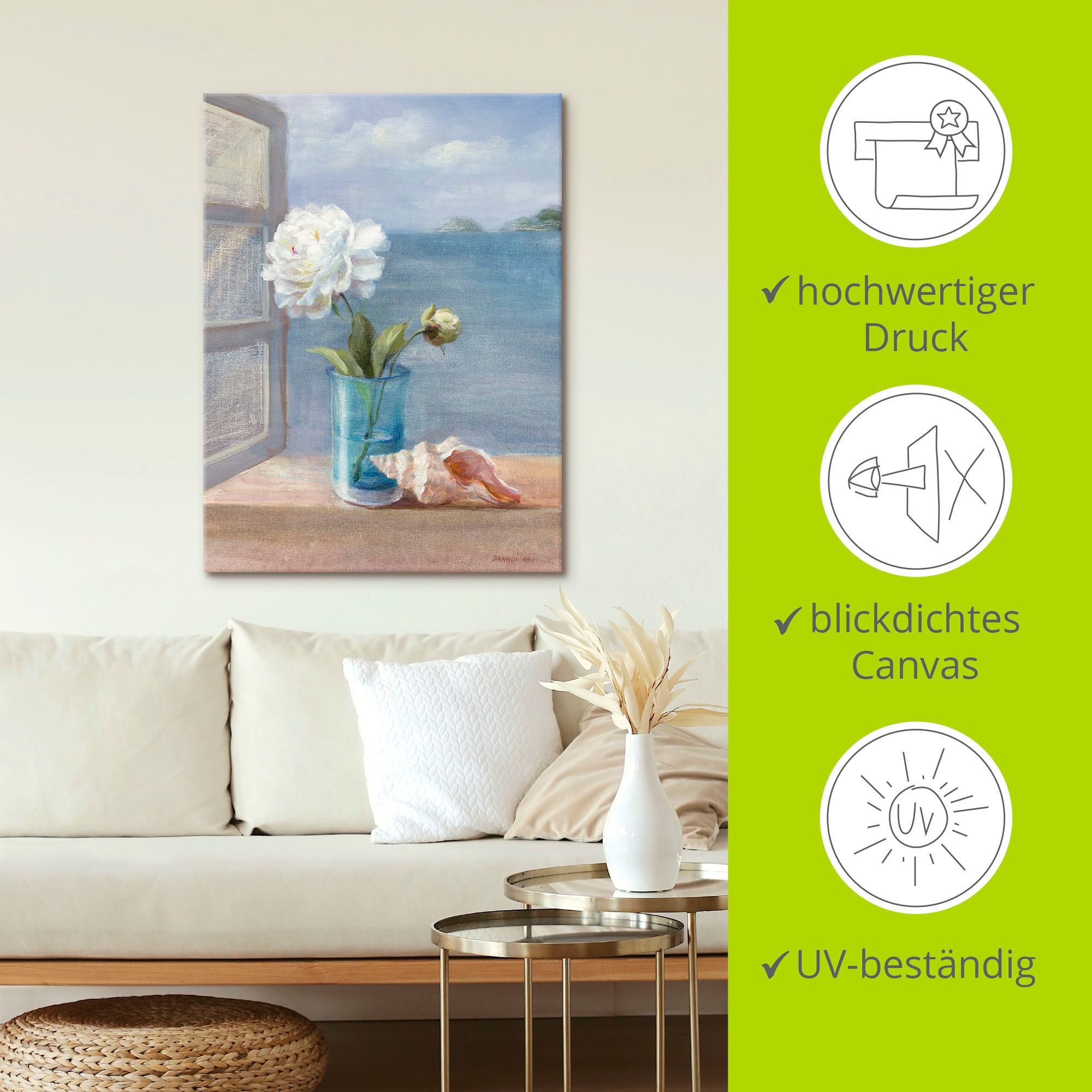 Artland Leinwandbild »Küsten Blumen I«, Arrangements, (1 St.), auf Keilrahmen gespannt