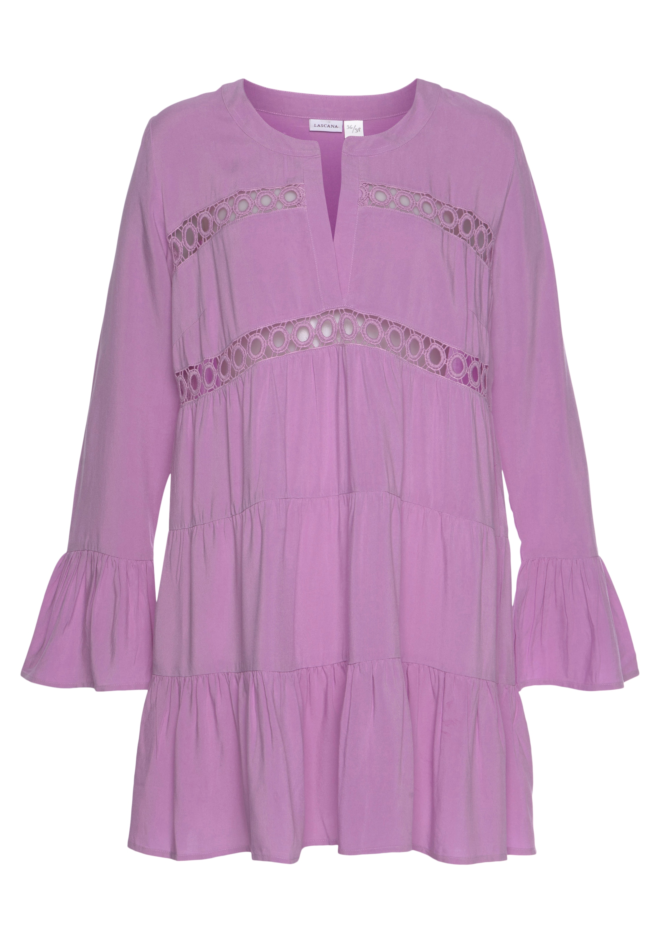 LASCANA Longbluse, mit Spitzeneinsätzen, Tunika, Blusenkleid, Strandmode