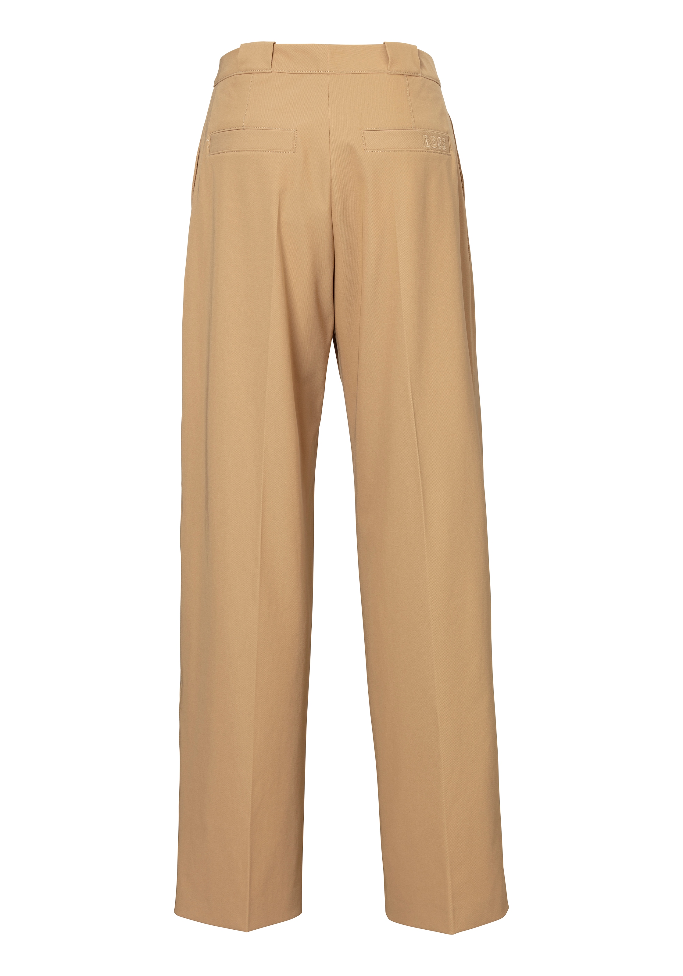 BOSS ORANGE Bundfaltenhose »Tansura Premium Damenmode«, mit BOSS Stickerei, Bundfalte, Gürtelschlaufen