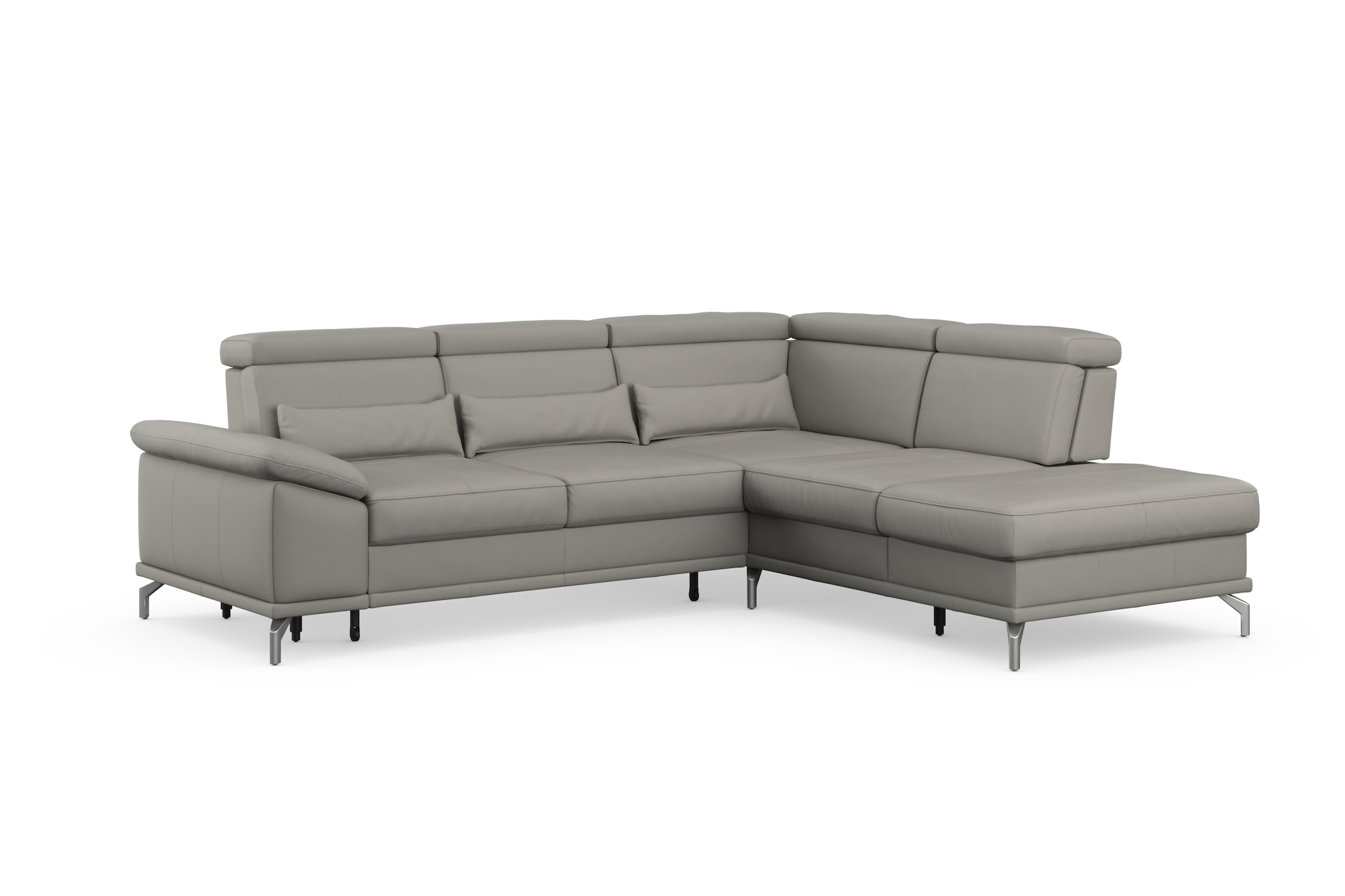 sit&more Ecksofa »Cabrio L-Form, mit Sitztiefenverstellung, Arm- und Kopfteilverstellung«, 3 Nierenkissen, Federkern, optional Bettfunktion und Stauraum
