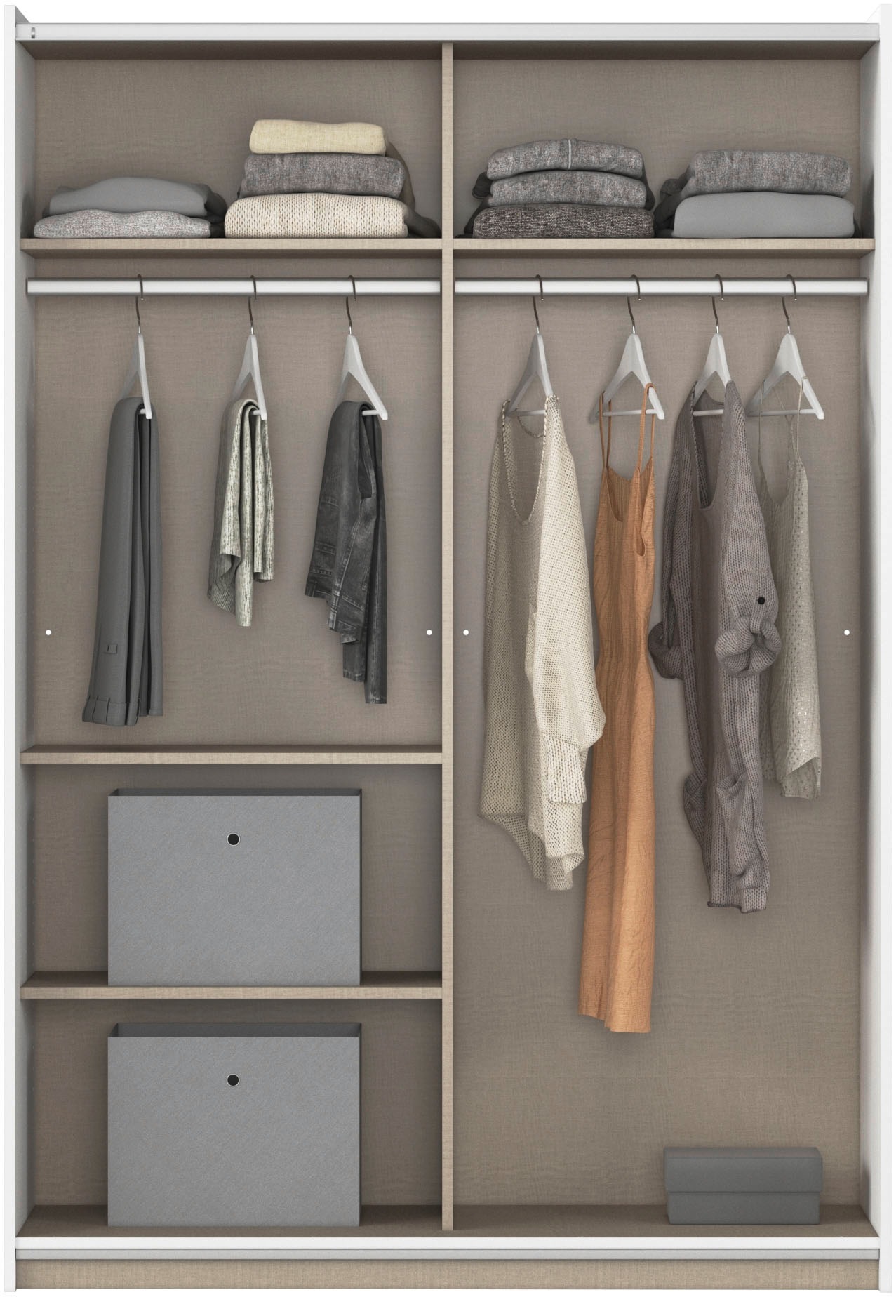 rauch Schwebetürenschrank »Kleiderschrank Schrank Garderobe REFLECT«, inkl. praktischer Innenausstattung mit 2 Stoffboxen MADE IN GERMANY