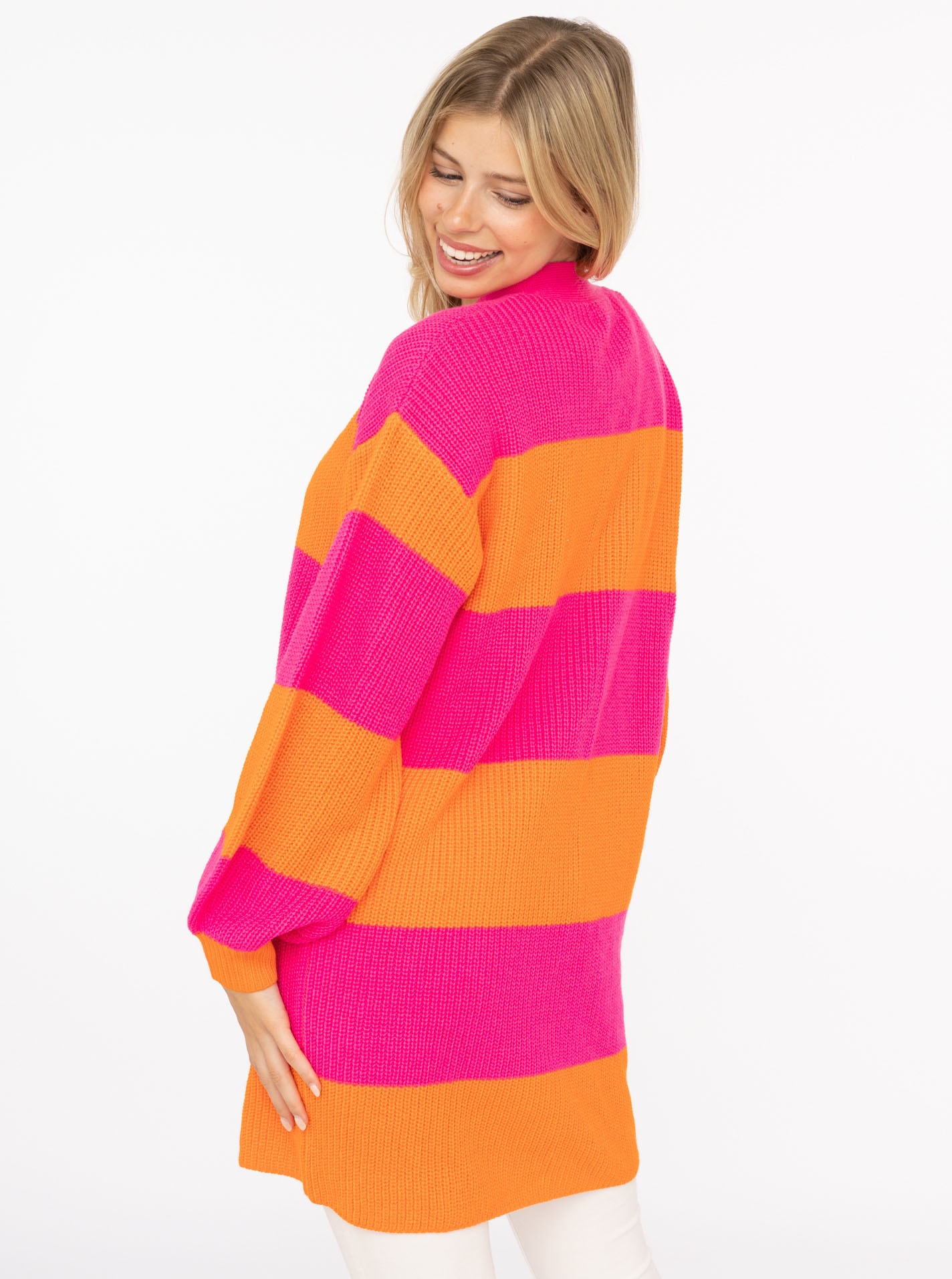 Zwillingsherz Cardigan »"Katja"« One Size, Wollanteil, Langarm, Blockstreifen, ohne Verschluss