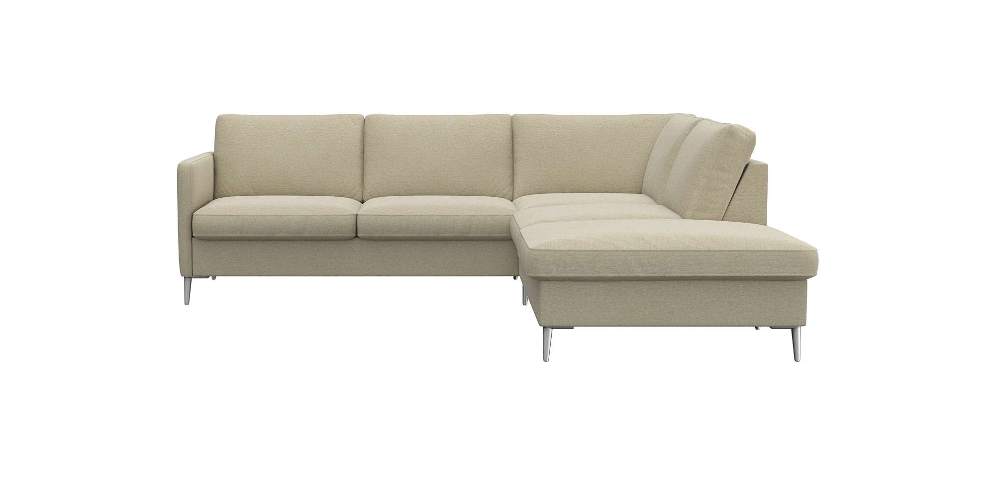 FLEXLUX Ecksofa »Fiore, L-Form« schmale Armlehnen, Füße alufarben, B/T 234/225 cm, Kaltschaum im Sitz