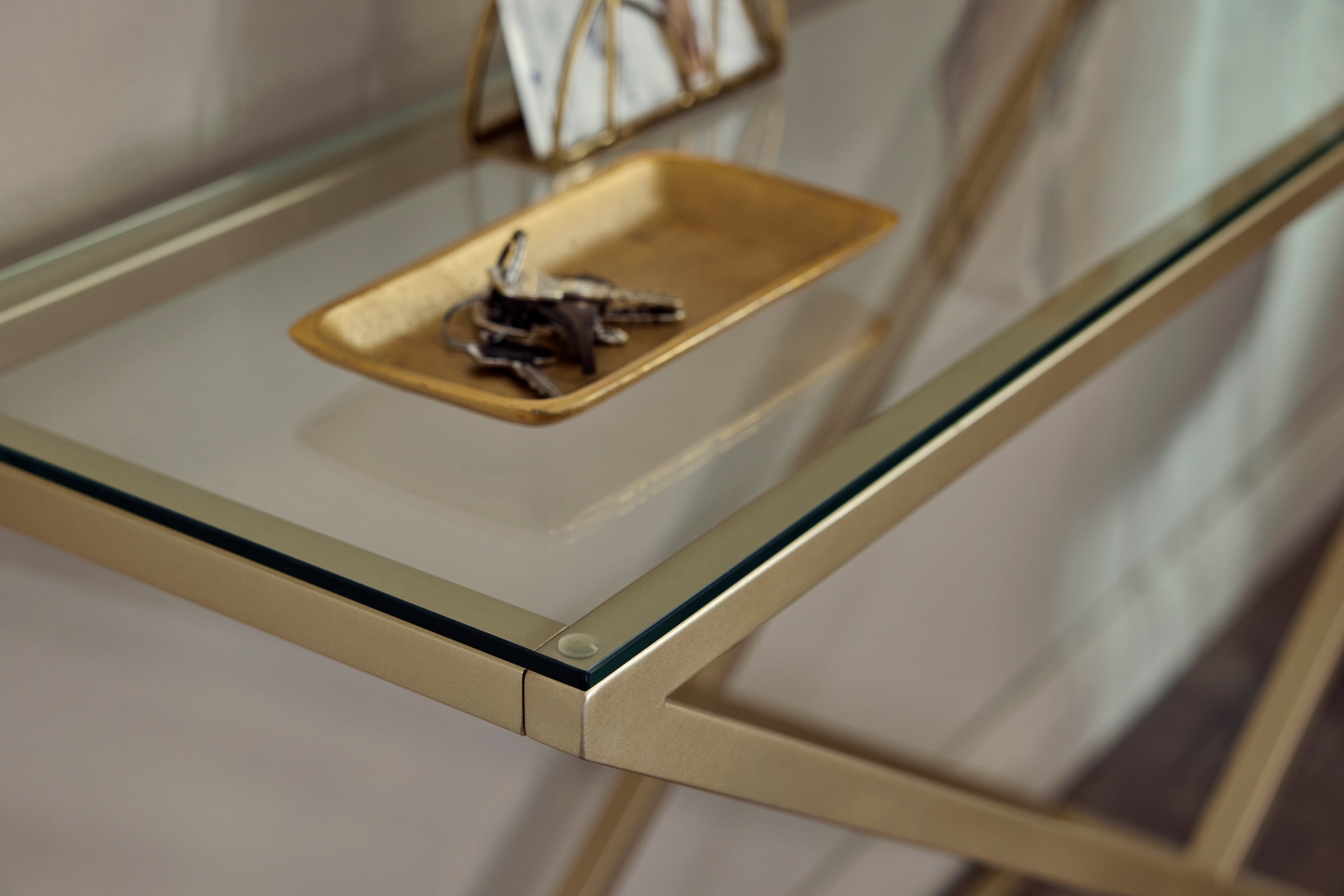 Jahnke Konsolentisch »XTRA CONSOLE«, (1 St.), Konsole/Beistelltisch in Gold-Look, aus Sicherheitsglas gefertigt