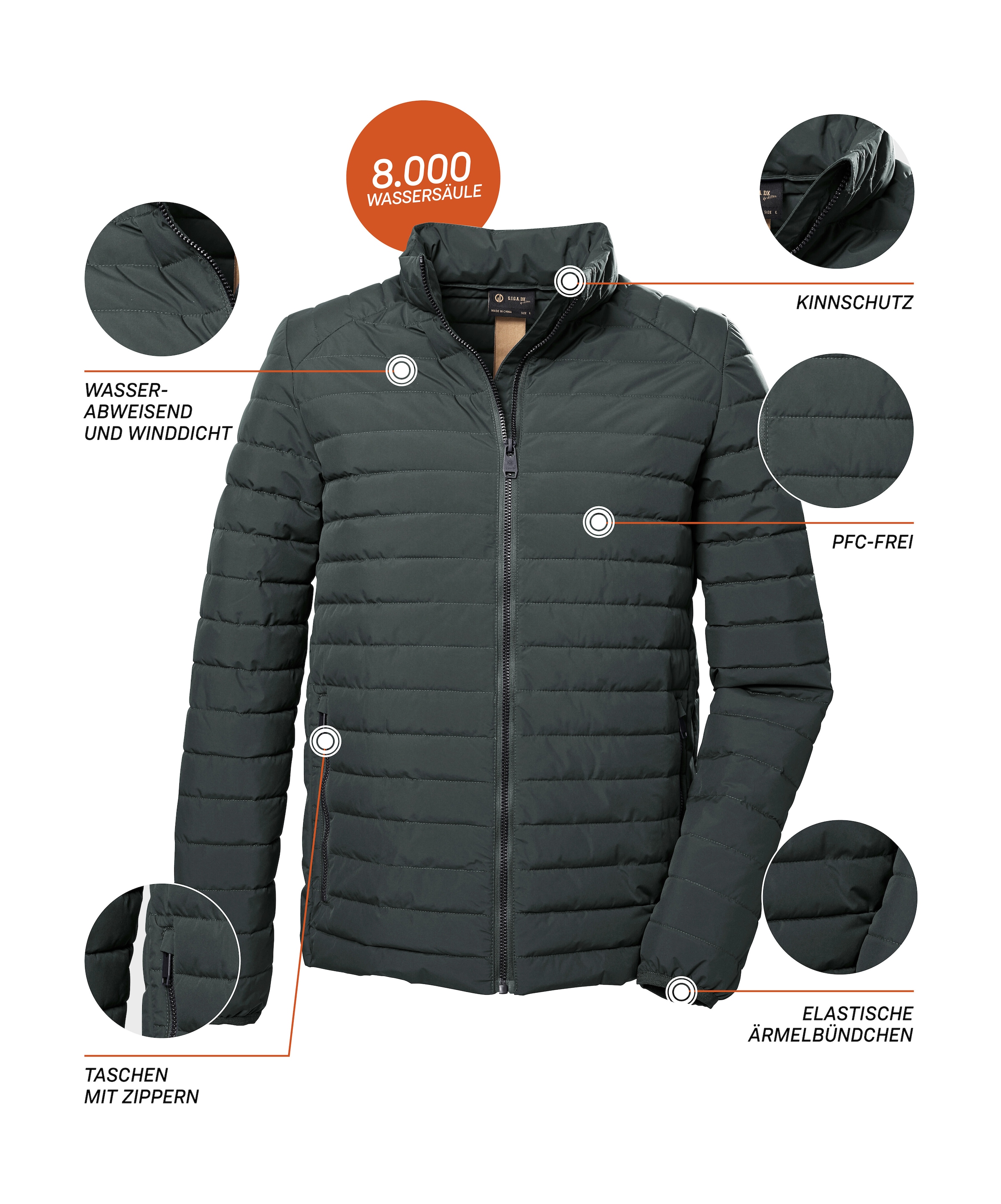 G.I.G.A. DX by killtec Steppjacke »GS 6 MN QLTD JCKT«, Wasserabweisende, winddichte Steppjacke mit 8.000 mm Wassersäule