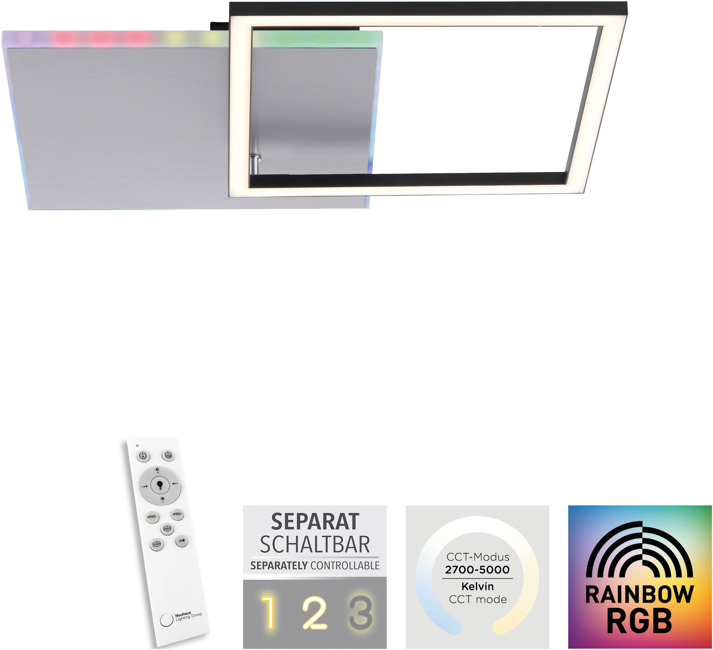 JUST LIGHT LED Deckenleuchte »RENDA«, 2 flammig, Leuchtmittel LED-Board-LED-Board | LED fest integriert-LED fest integriert