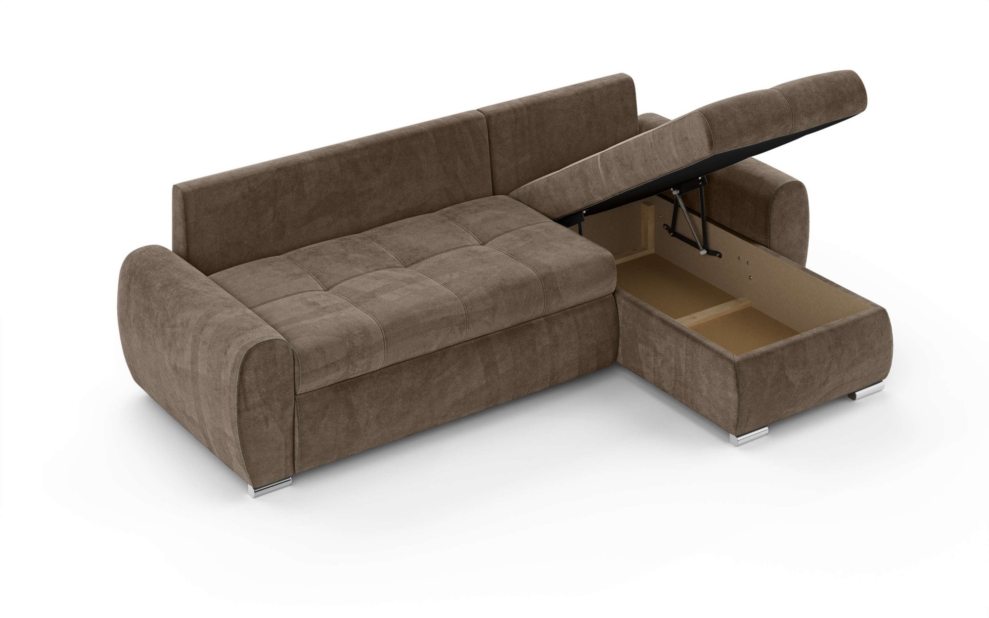 INOSIGN Ecksofa »HAVERHILL Schlafsofa mit Bettkasten, Maße B/H/T: 237/89/166 cm«, L-Form mit Recamiere links oder rechts bestellbar, Wellenunterfederung