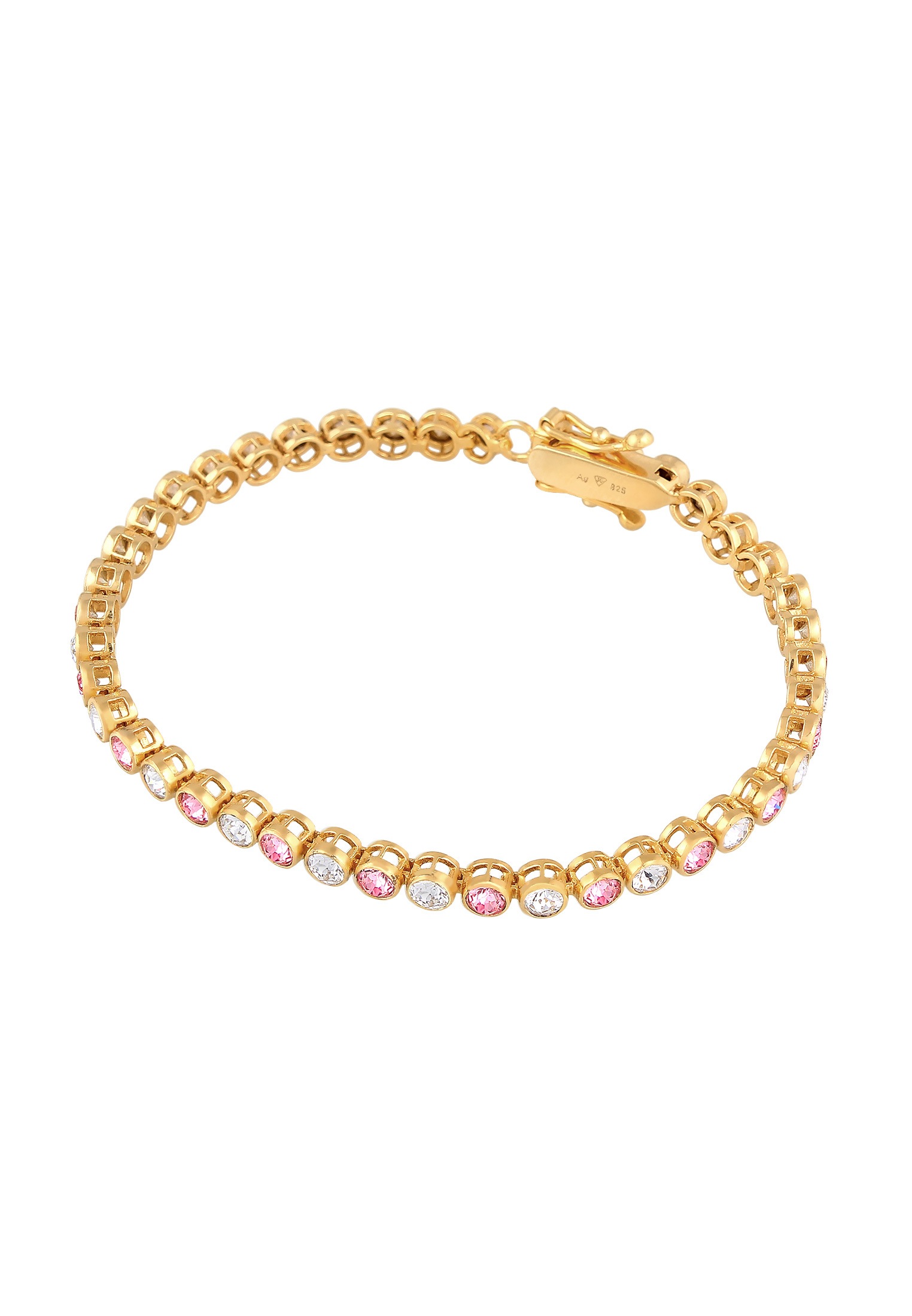 Elli Premium Armkette »Armband Tennisarmband mit Glas Kristalle Rose 925 Sterling Silber«
