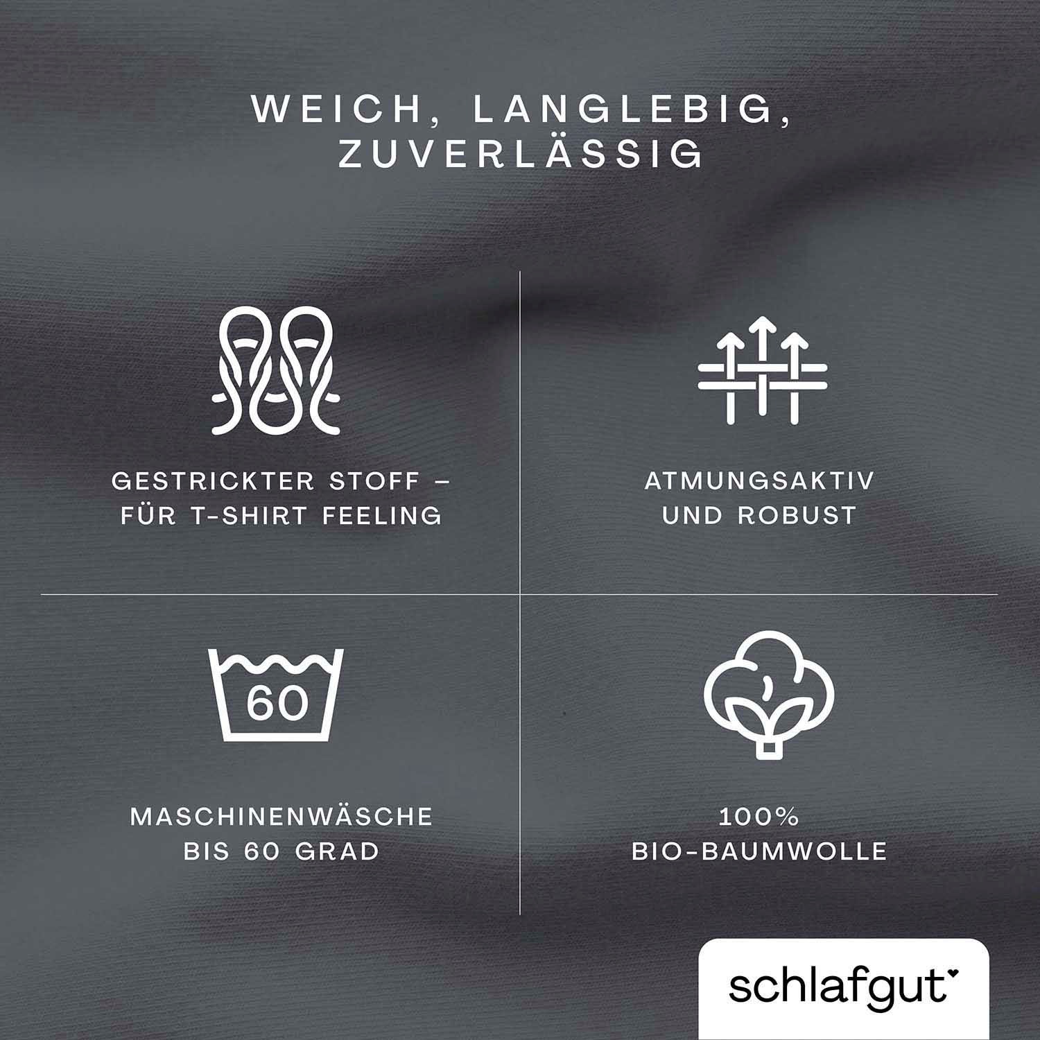 Schlafgut Spannbettlaken »CASUAL u.a. in Gr. 90x200, 140x200 oder 180x200 cm, 100% Baumwolle«, Bettlaken für Matratzen bis 25 cm Höhe, zuverlässig, langlebig, weich