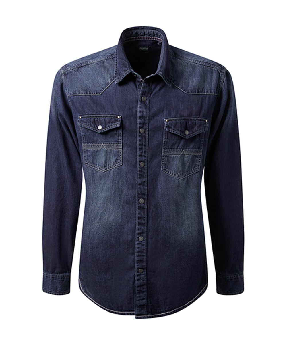 Pioneer Authentic Jeans Jeanshemd, mit abgerundetem Saum