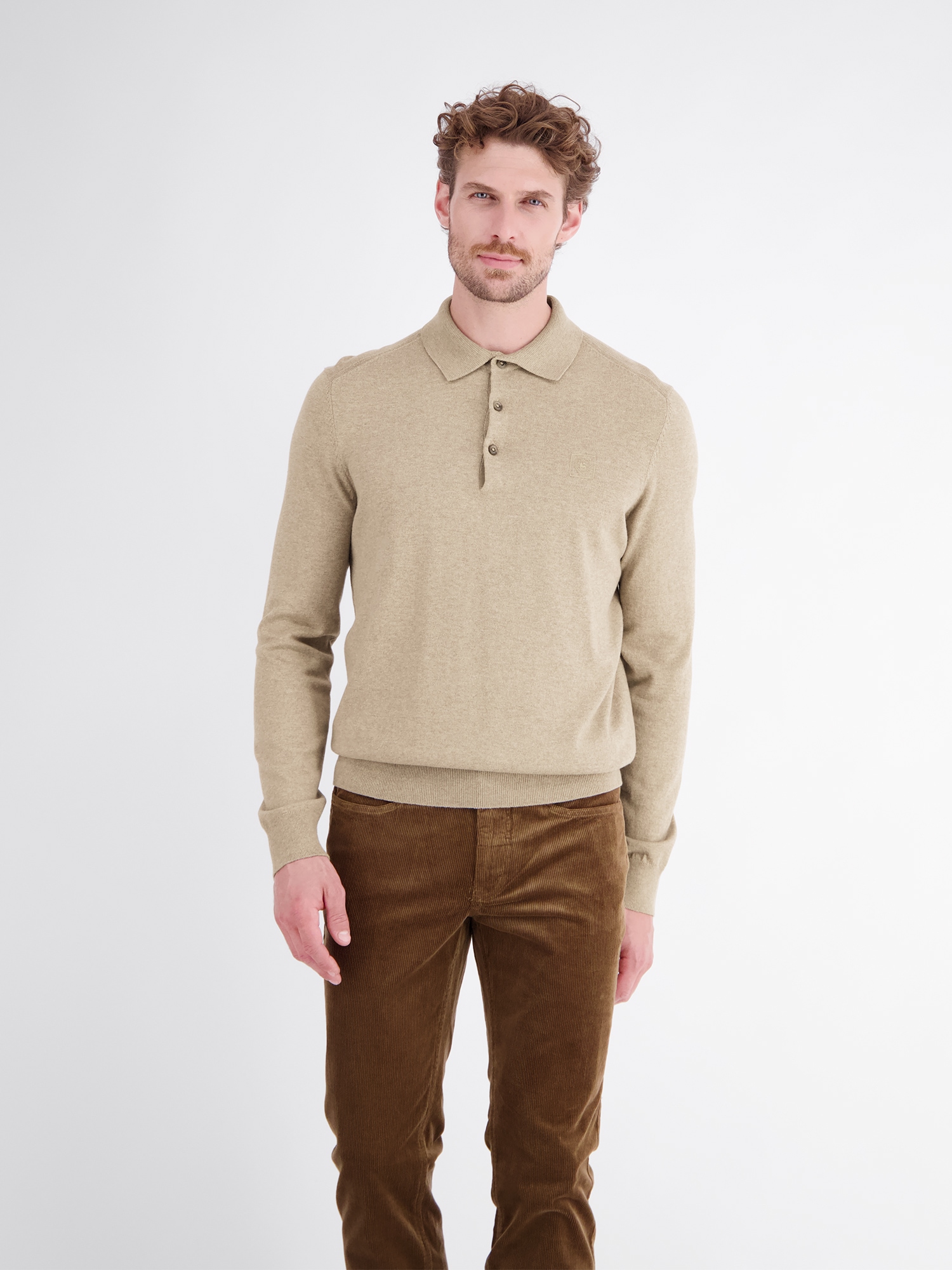 LERROS Langarm-Poloshirt »Langarm Polo aus Baumwollstrick mit flexiblen Rippbündchen«