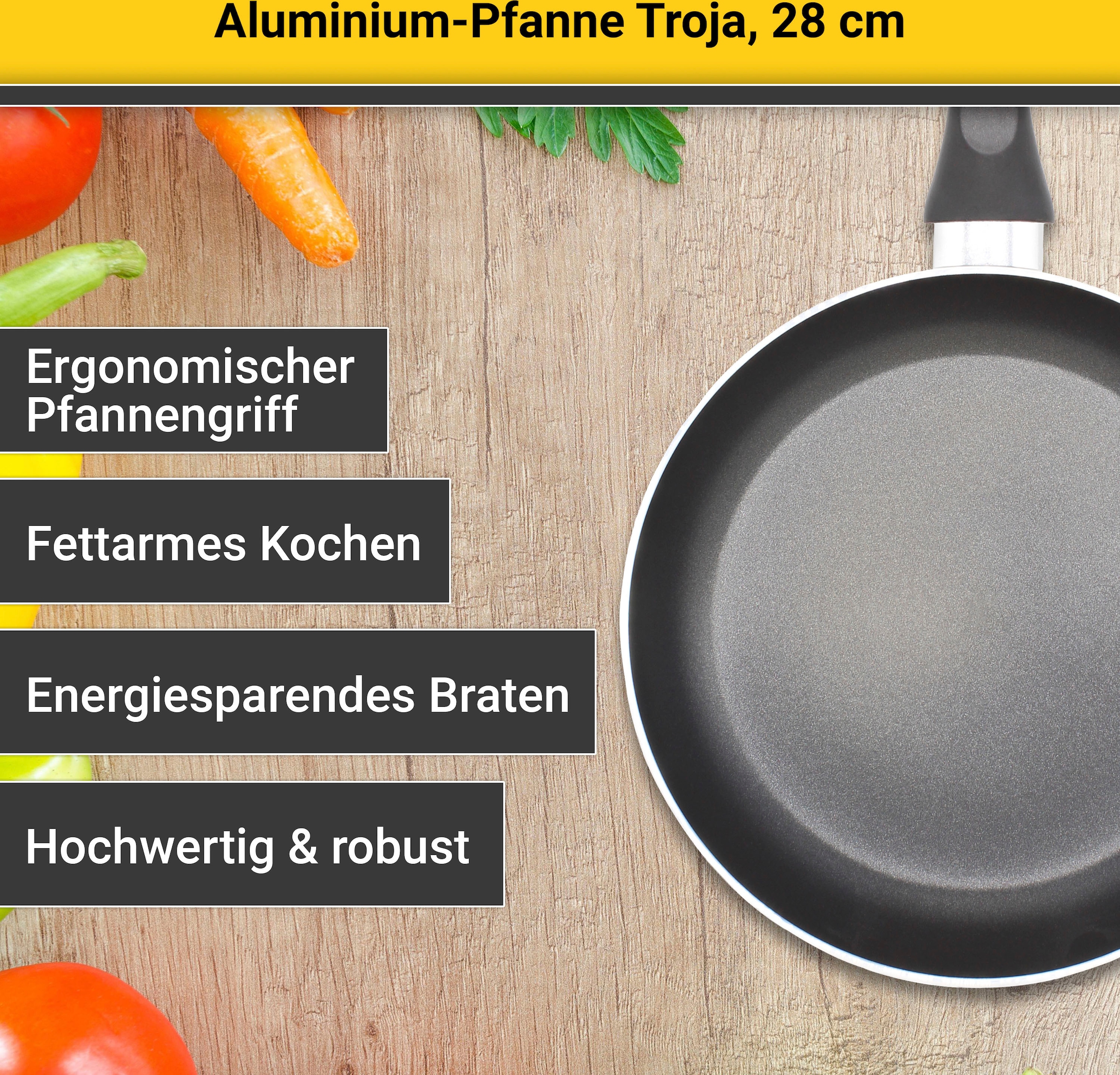 Krüger Bratpfanne »Aluminium Pfanne Troja«, Aluminium, (1 tlg.), für Induktions-Kochfelder geeignet