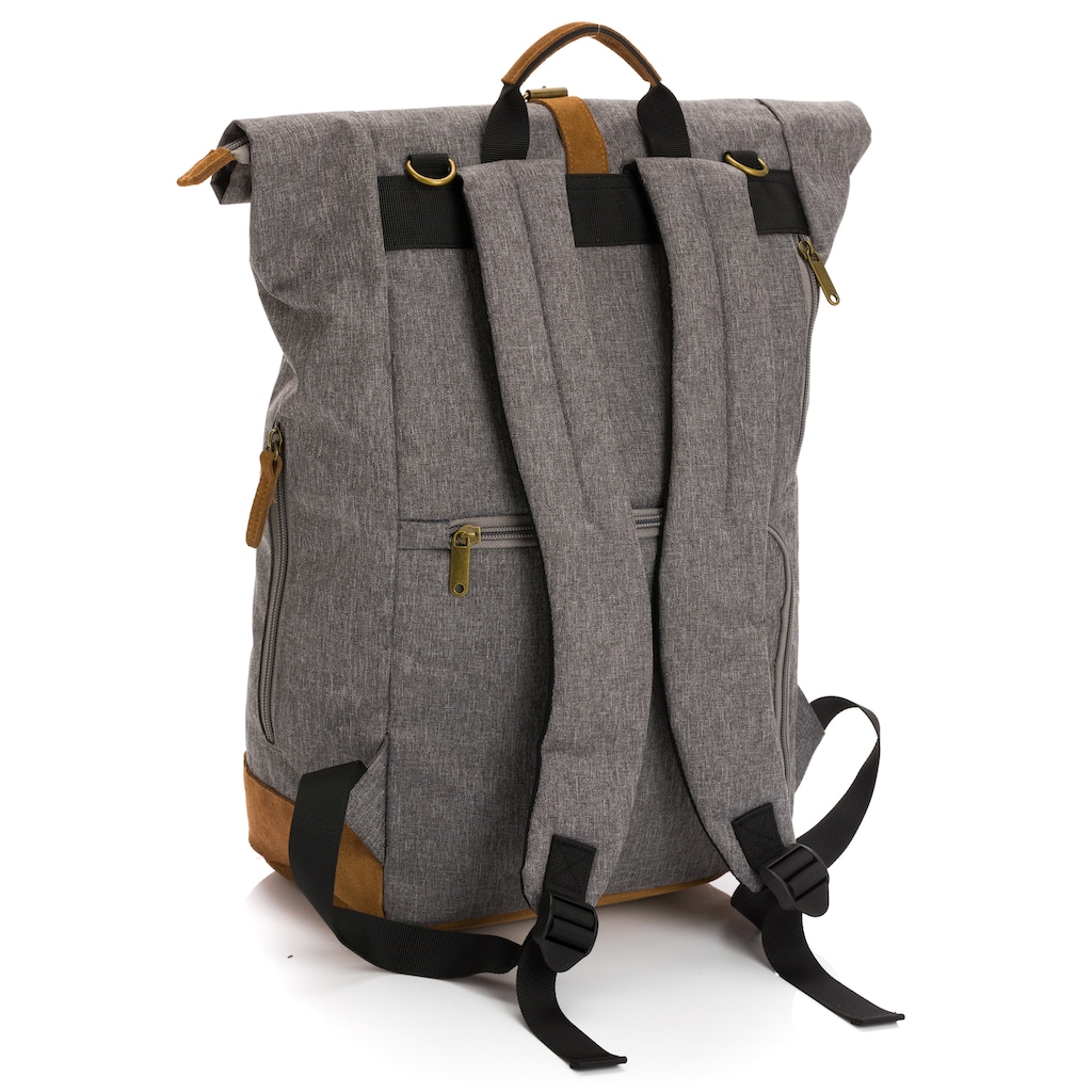 Fillikid Wickelrucksack »Berlin, grau melange«, Reflektoren, inkl. Wickelauflage