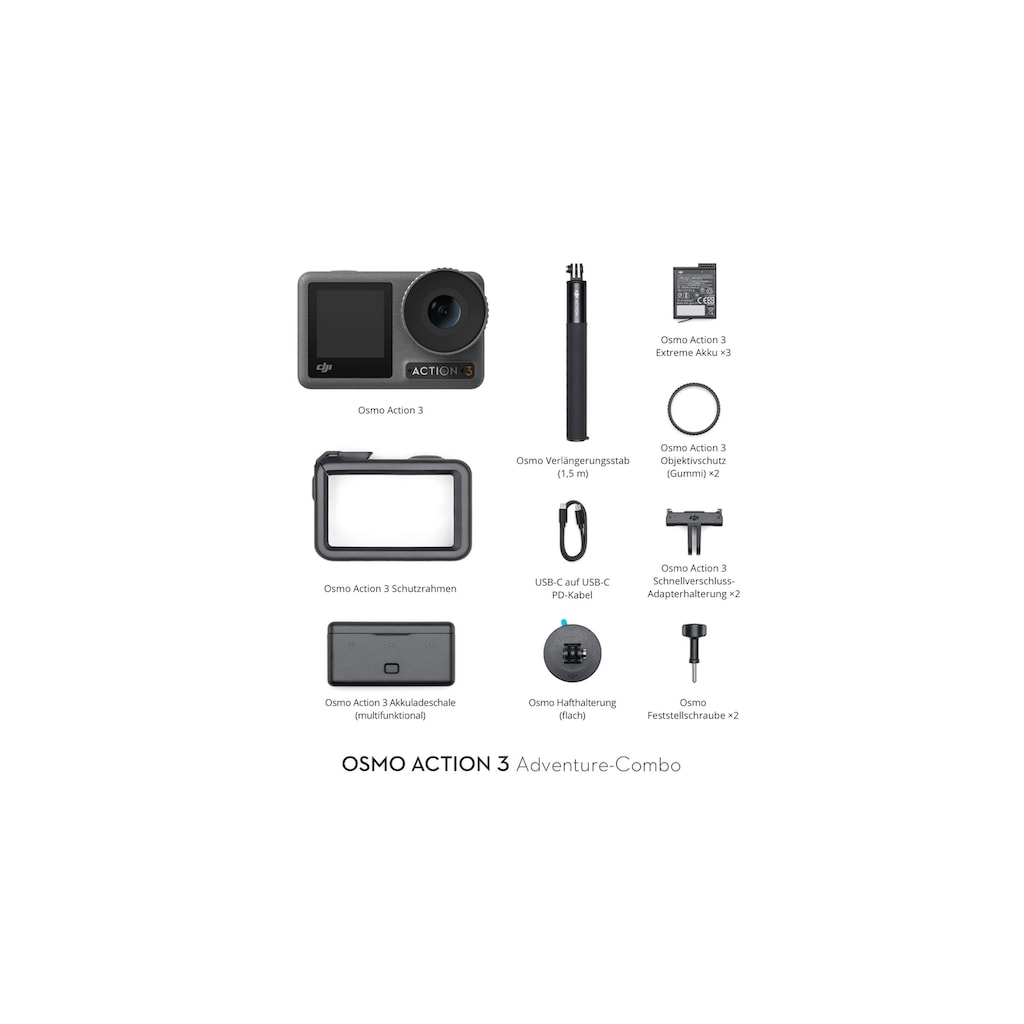 DJI Camcorder »OSMO ACTION 3 ADVENTURE COMBO«, 4K Ultra HD, Bluetooth