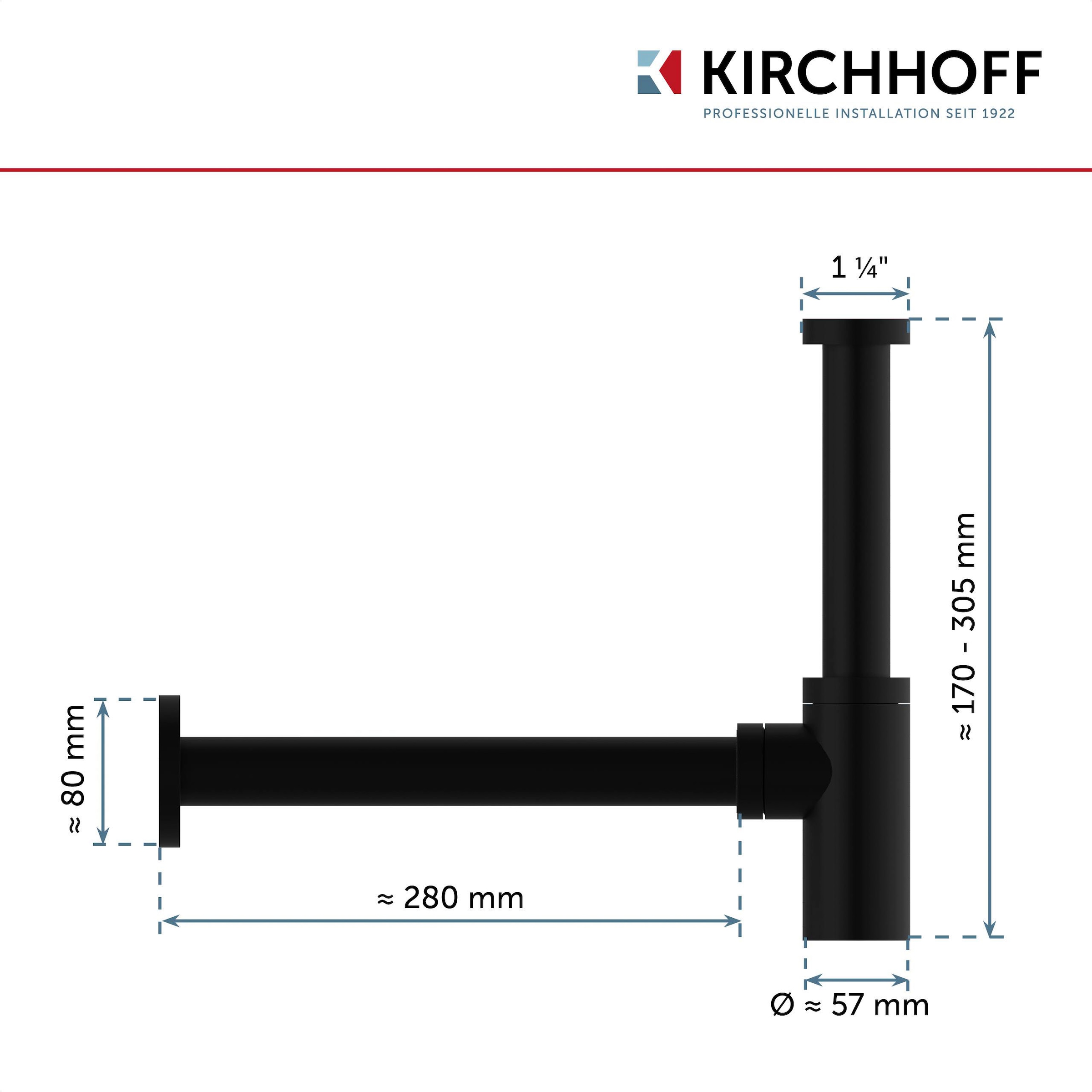 Kirchhoff Siphon »Design Flaschensiphon inkl. Reinigungsöffnung«, Röhrengeruchsverschluss für Waschbecken/Waschtische