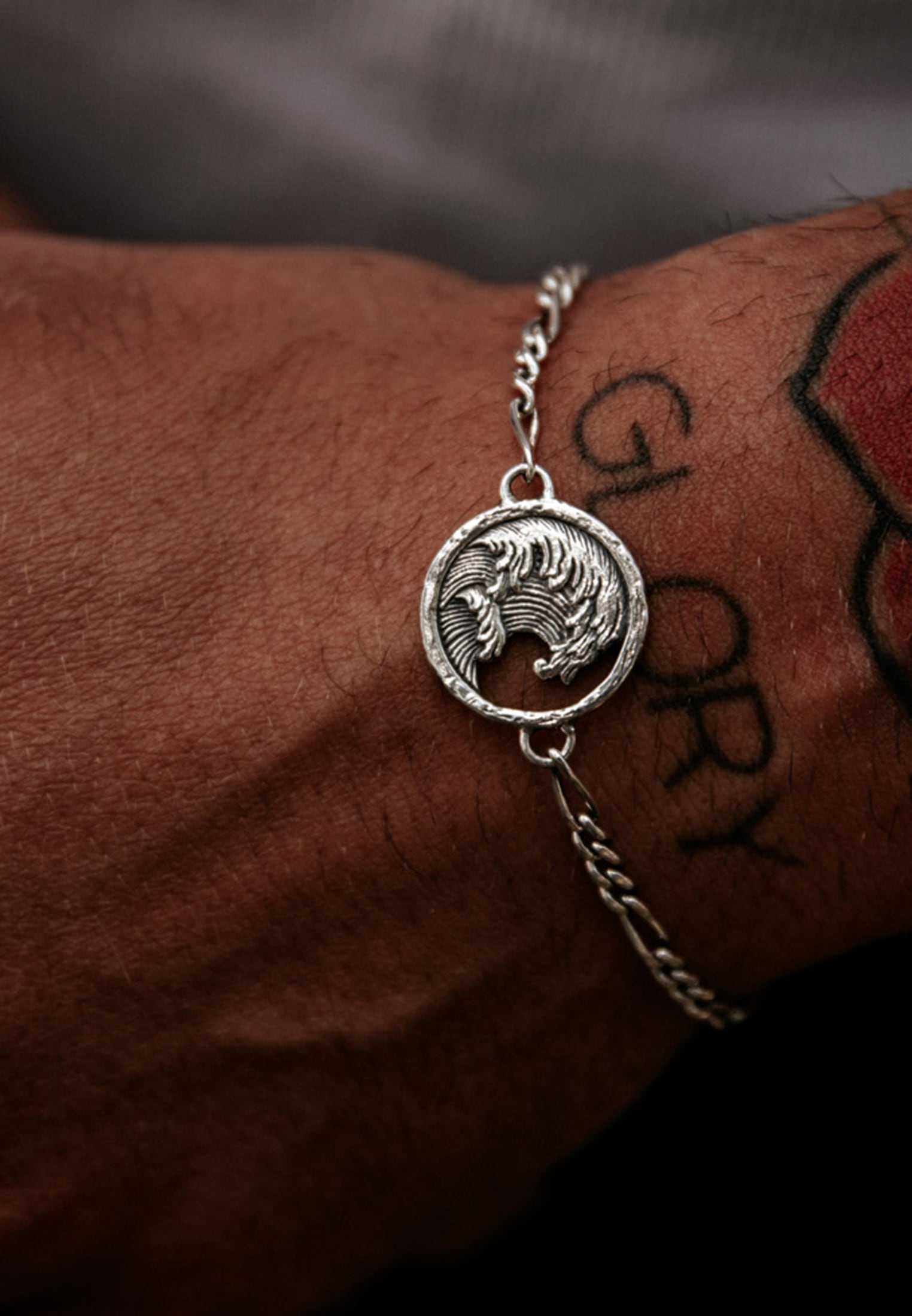 HAZE & GLORY Armkette »Armband Münze - Tide Welle Maritim 925 Silber«