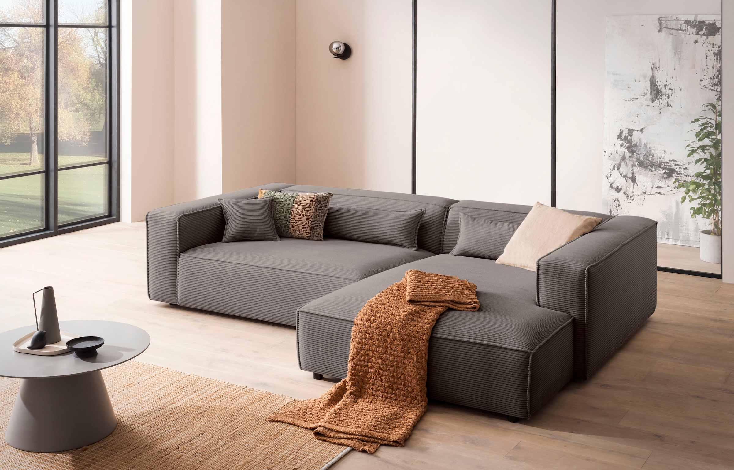 LeGer Home by Lena Gercke Ecksofa »PIARA XXL Cord, Big-Sofa, L-Form« wahlweise Ottomane rechts/links, Kedernaht, extra tiefe Sitzfläche
