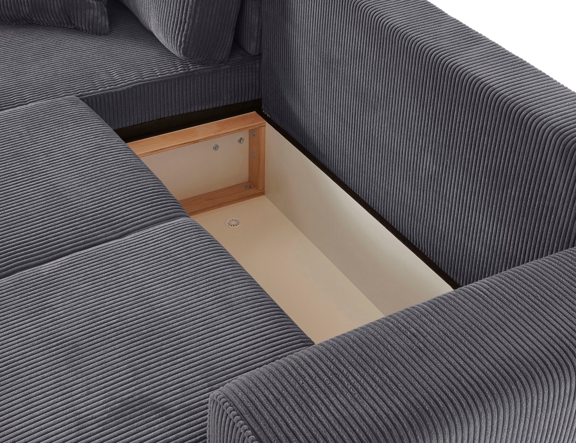 Guido Maria Kretschmer Home&Living Ecksofa »Györ«, L-Form, wahlweise mit Bettfunktion und Bettkasten incl. 2 Zierkissen